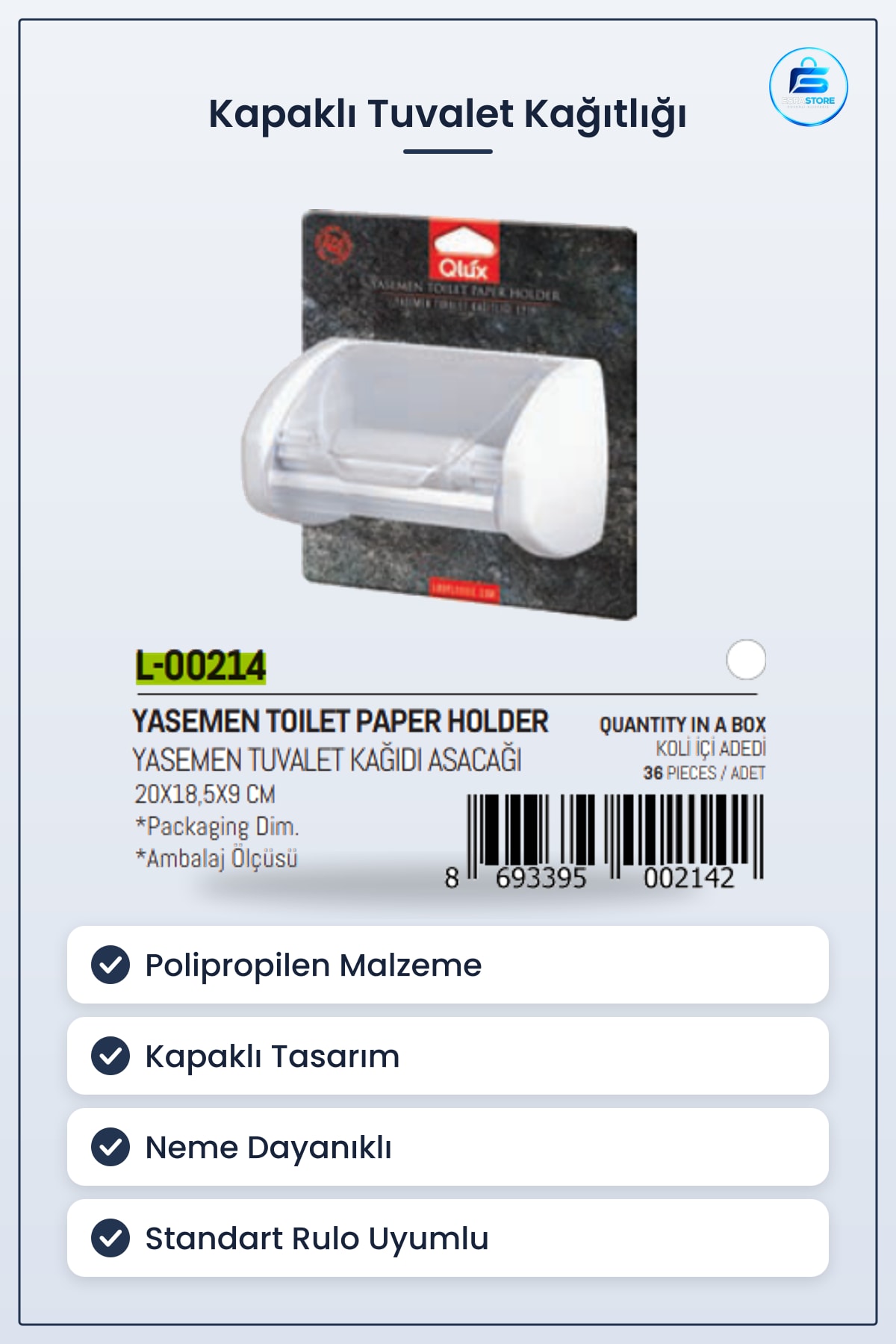 Tuvalet Kağıtlığı Kapaklı Polipropilen WC Rulo Tutucu Neme Dayanıklı Banyo Aksesuarı Hijyen