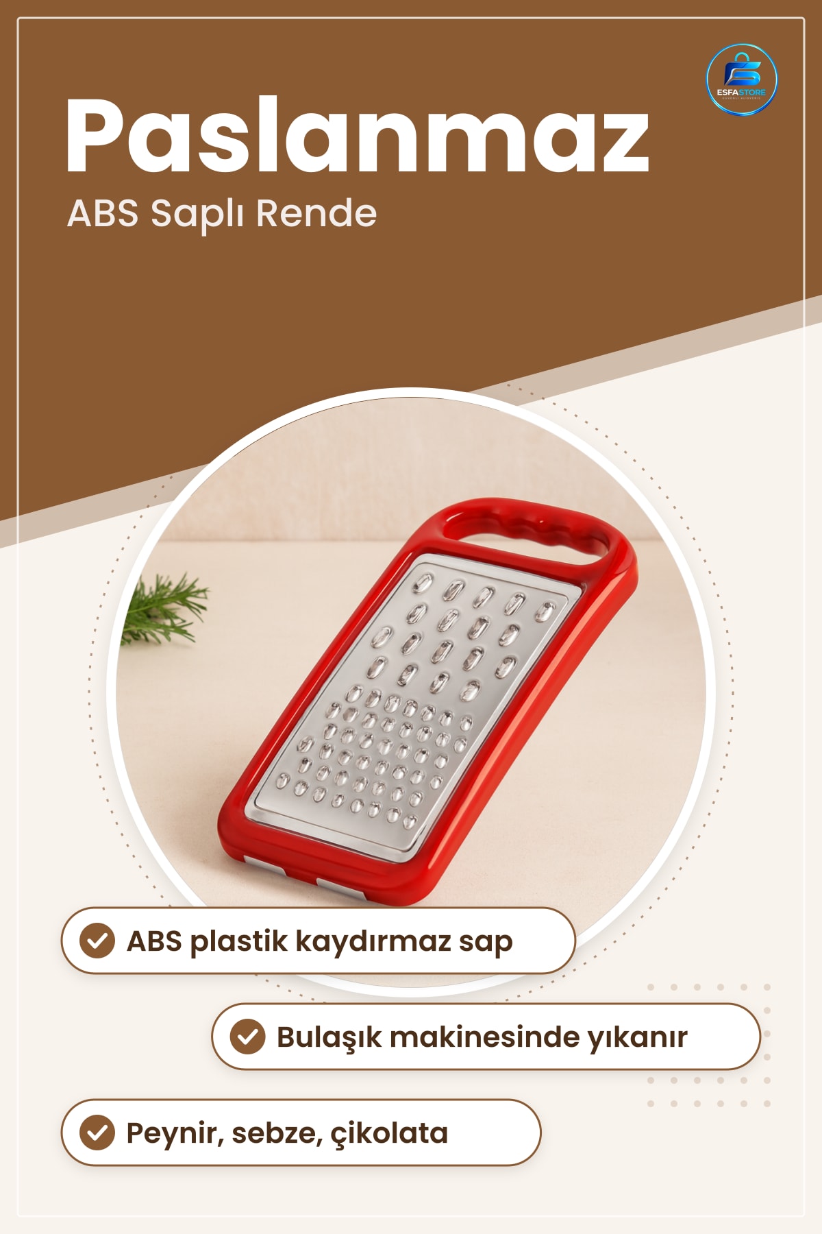 Dora Paslanmaz Çelik Rende ABS Saplı Peynir Sebze Meyve Çikolata ve Baharat İçin Mutfak
