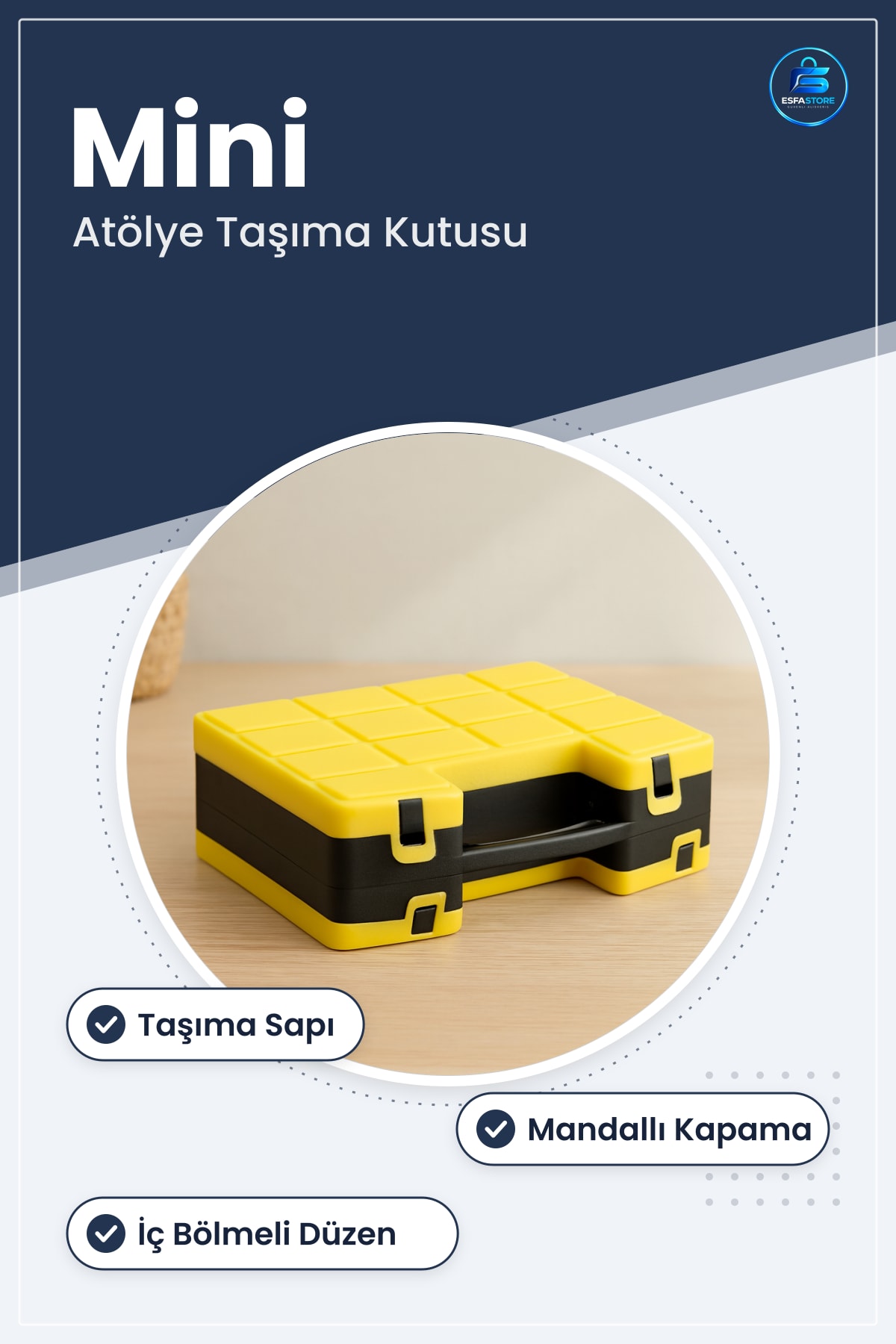 Takım Çantası Combo Plastik Sarı Siyah Mini Atölye Tamir Seti Taşıma Kutusu Dayanıklı Organizer