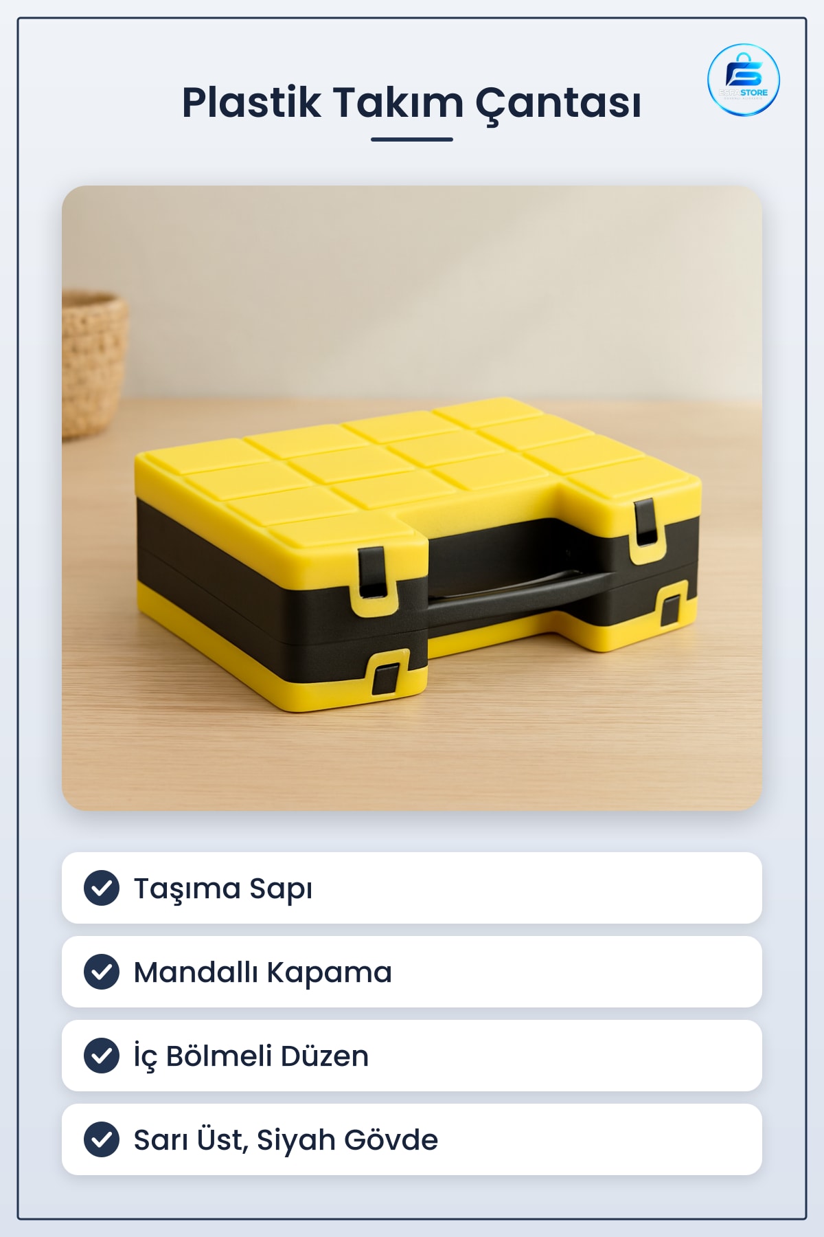 Takım Çantası Combo Plastik Sarı Siyah Mini Atölye Tamir Seti Taşıma Kutusu Dayanıklı Organizer