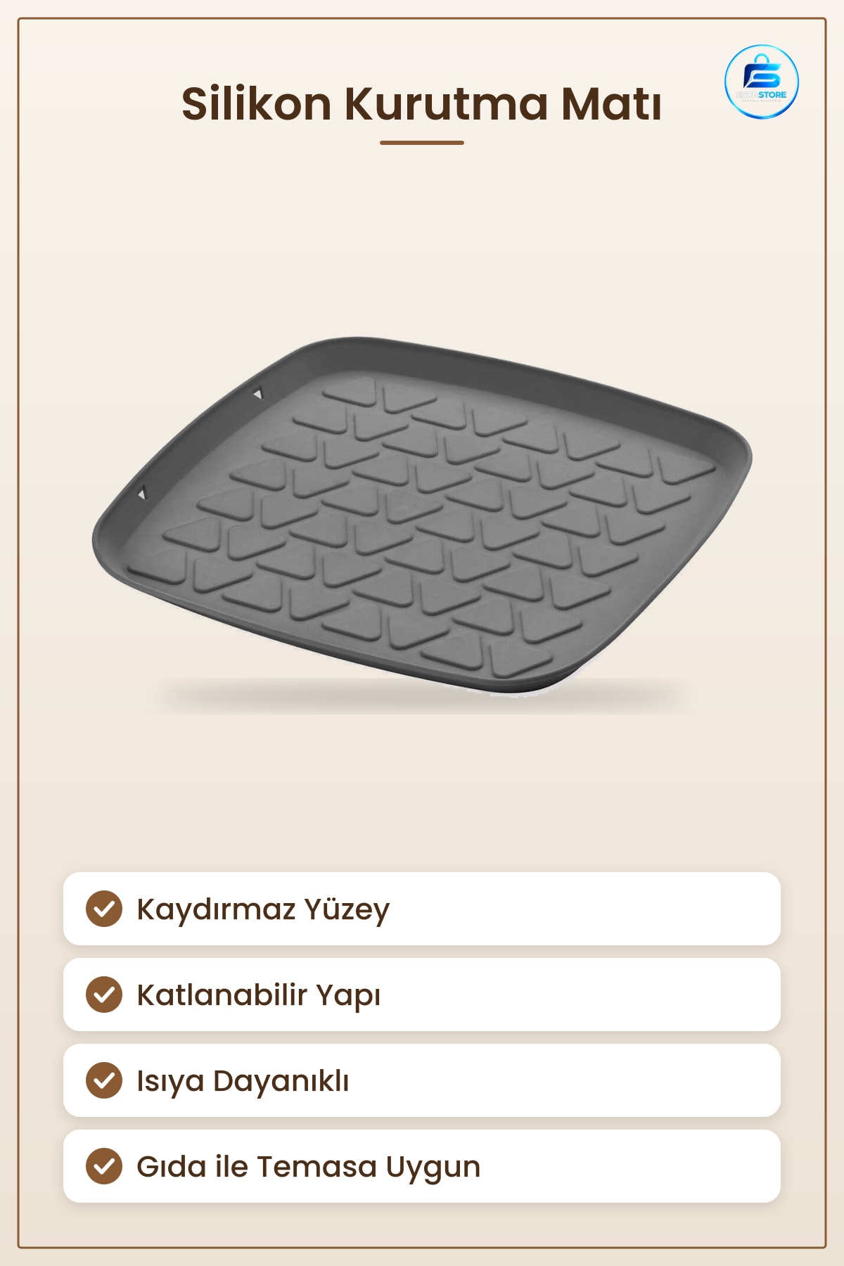 Silikon Bulaşık ve Lavabo Kurutma Matı Kaydırmaz Katlanabilir Isıya Dayanıklı Mutfak Bulaşıklık