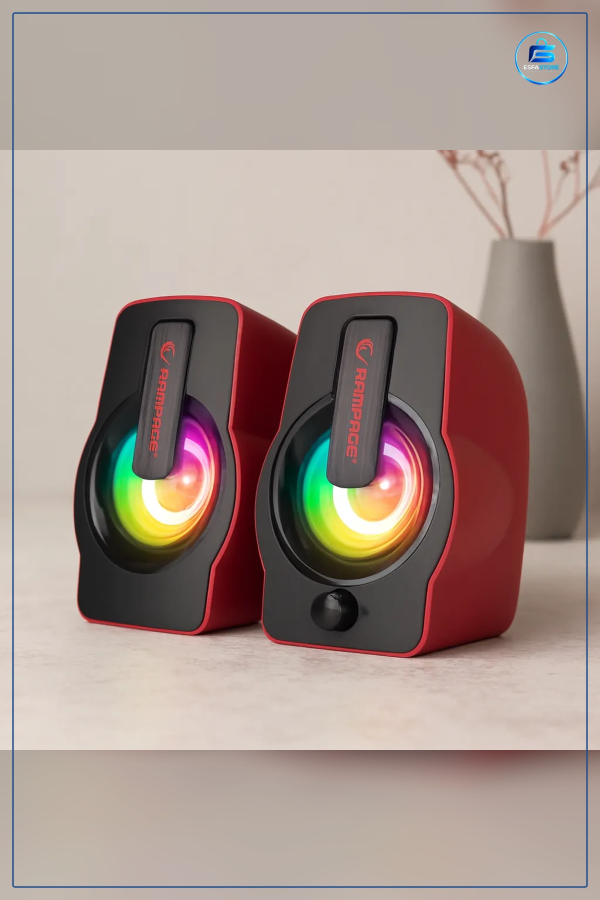 Hoparlör Seti 2.0 USB RGB Işıklı Kırmızı Multimedya 12W Bilgisayar Laptop Masaüstü