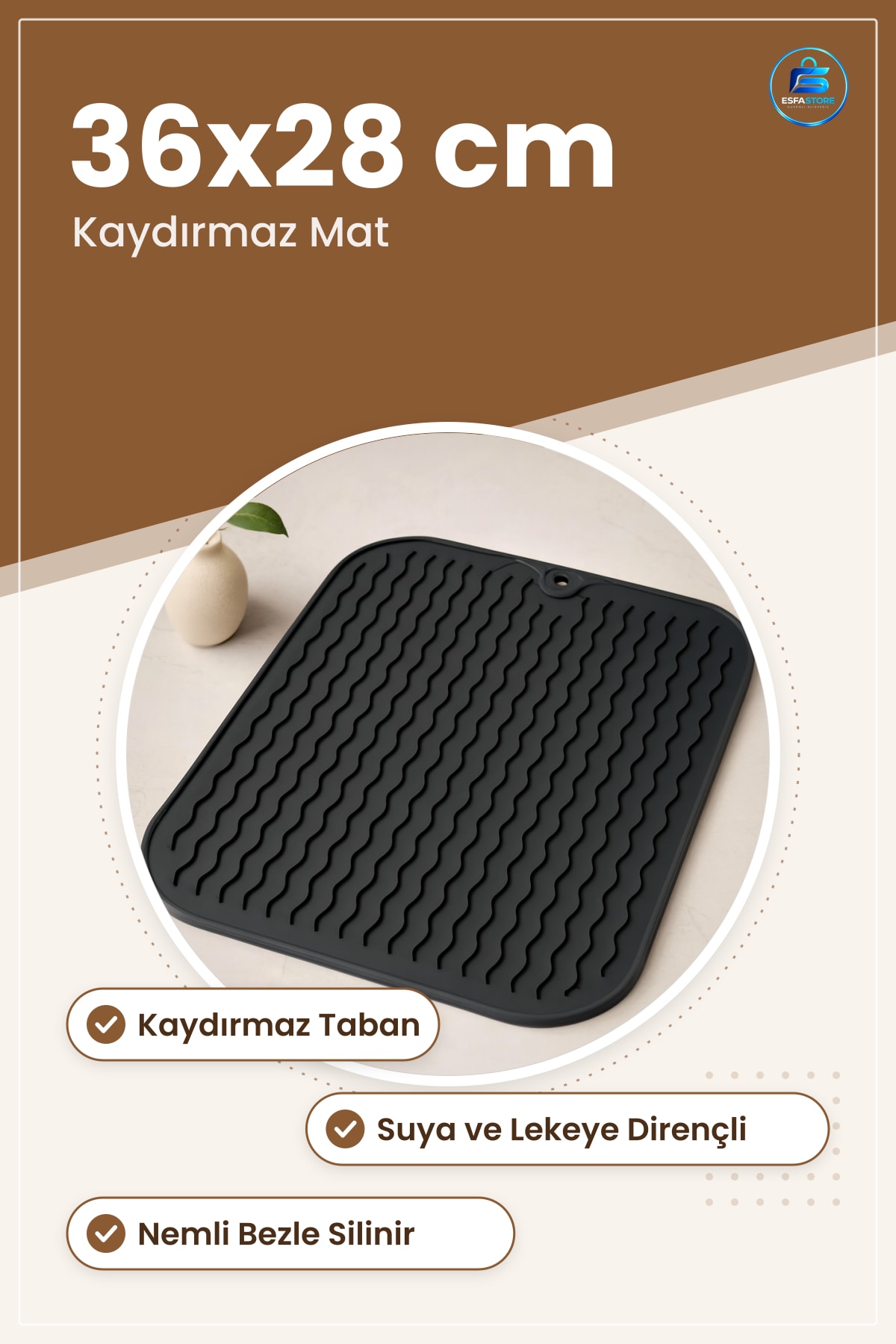 Kaydırmaz Silikon Mutfak Matı 36x28 cm Düzenleyici Tezgah Koruyucu Çok Amaçlı Hafif Taşınabilir