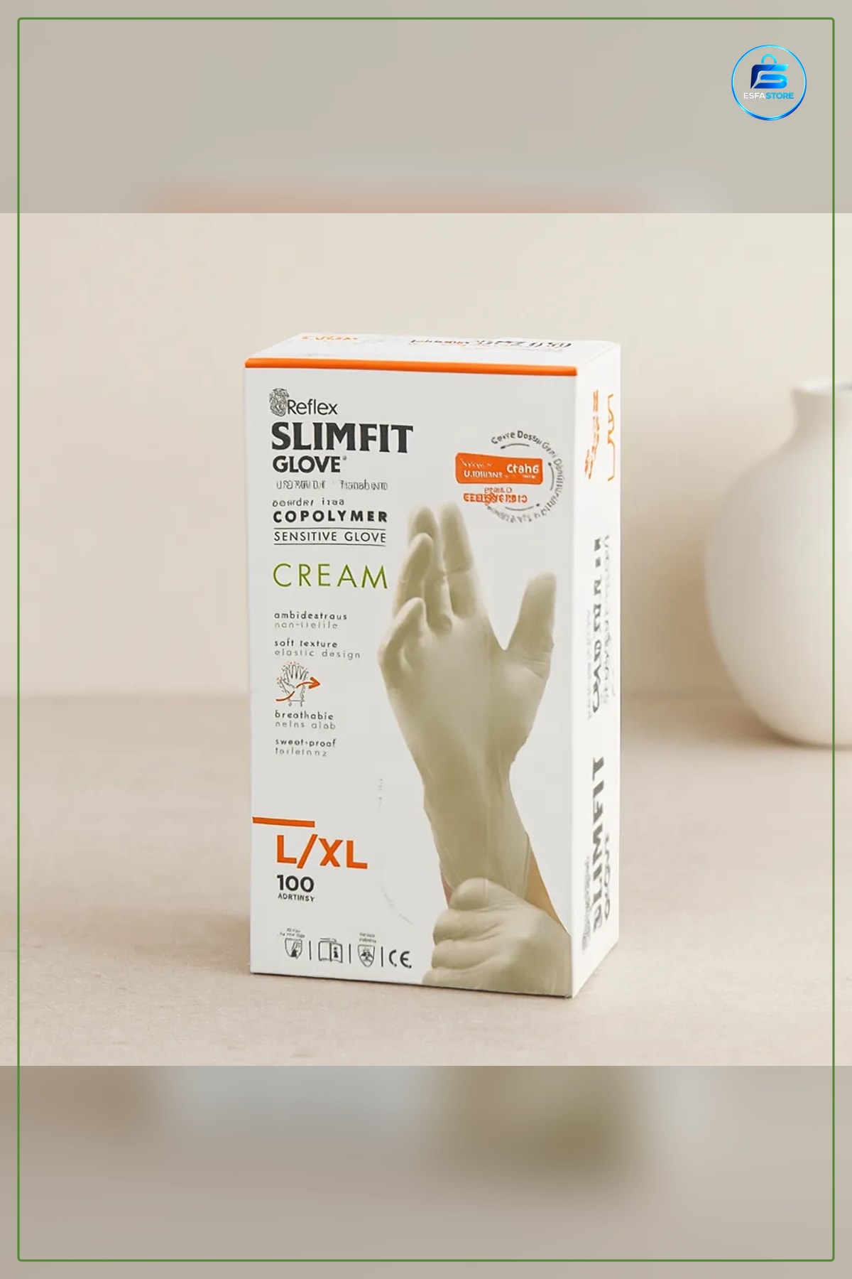 Hijyenik Eldiven Pudrasız Slimfit Nitril Muayene L/XL Krem Hassas Dayanıklı Kullanım