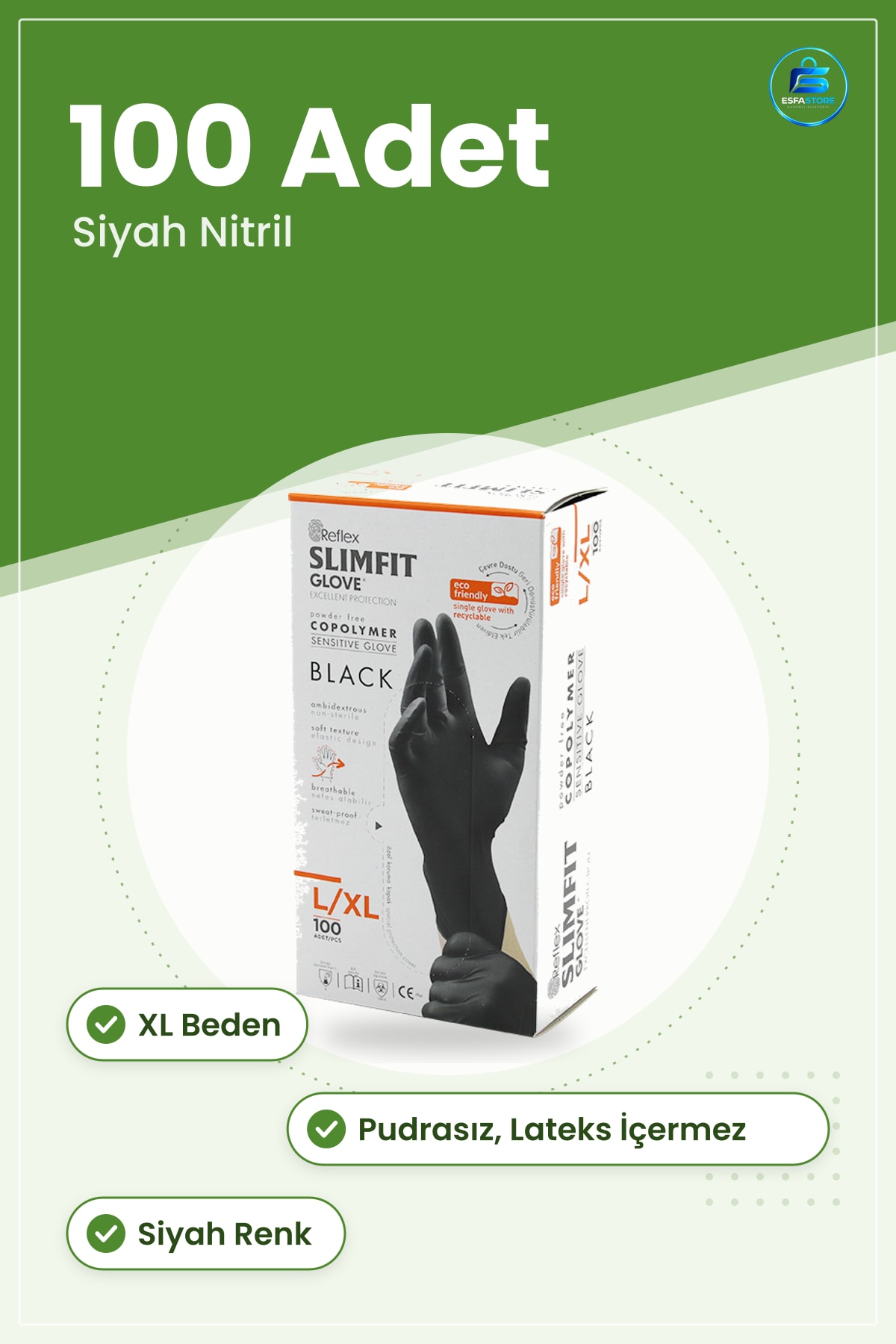 Siyah Pudrasız XL Nitril Hijyenik Muayene Eldiven Lateks İçermez Gıda Kozmetik Kullanımı