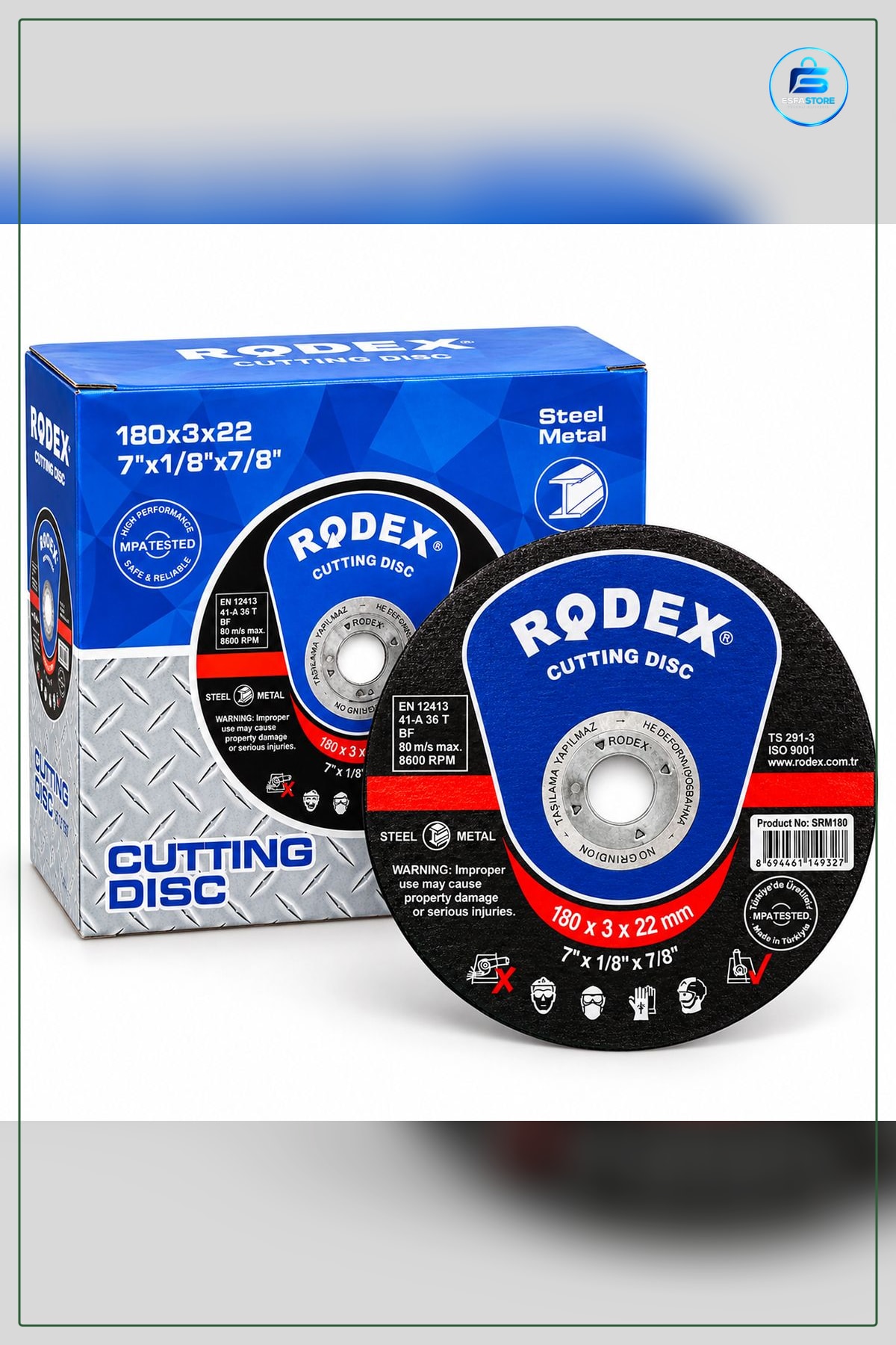 Daire Testere Bıçağı Metal Kesici Disk 180x3x22 mm Açılı Taşlayıcı İçin Çelik Demir Profil