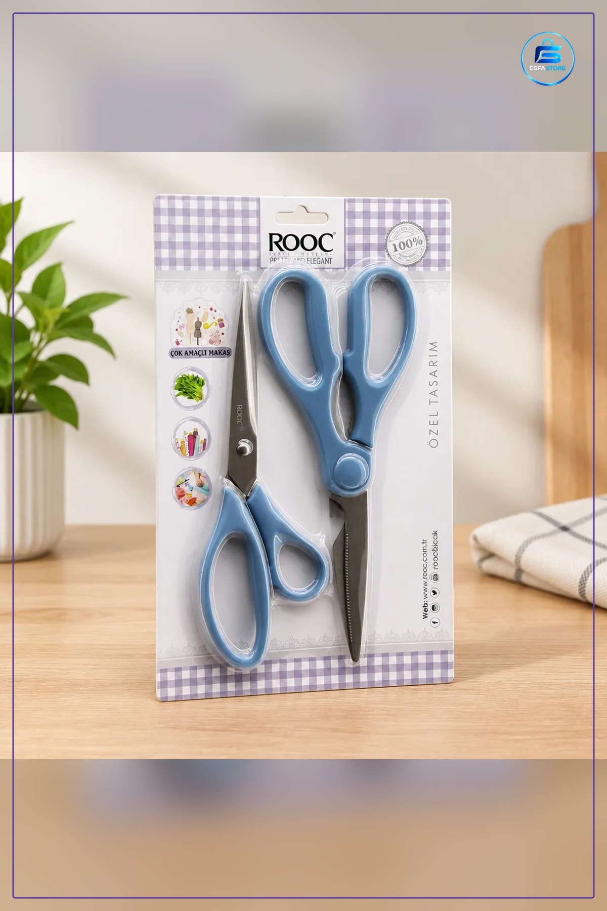 Çok Amaçlı Makas Terzi ve Mutfak Metal Bıçaklı Renkli Plastik Saplı Kumaş Karton Ambalaj Kesim