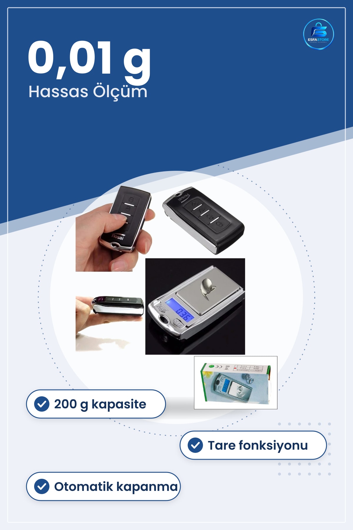 Mini Hassas Tartı 200 g x 0,01 Dijital Cep Terazisi Altın Takı ve Baharat Ölçüm Aleti Taşınabilir