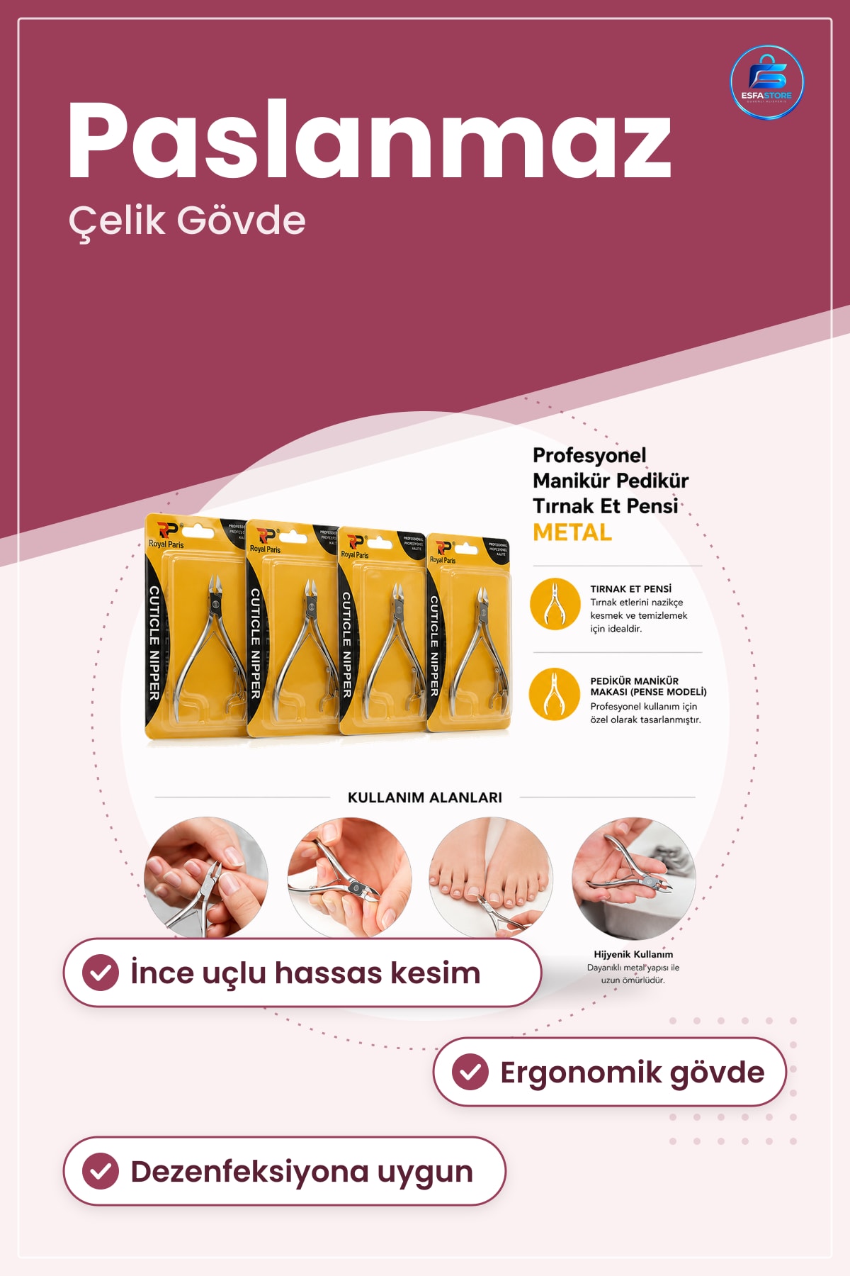 Metal Tırnak Eti Pensi Paslanmaz Çelik Pedikür Manikür Makası Profesyonel El Ayak Bakım Hassas
