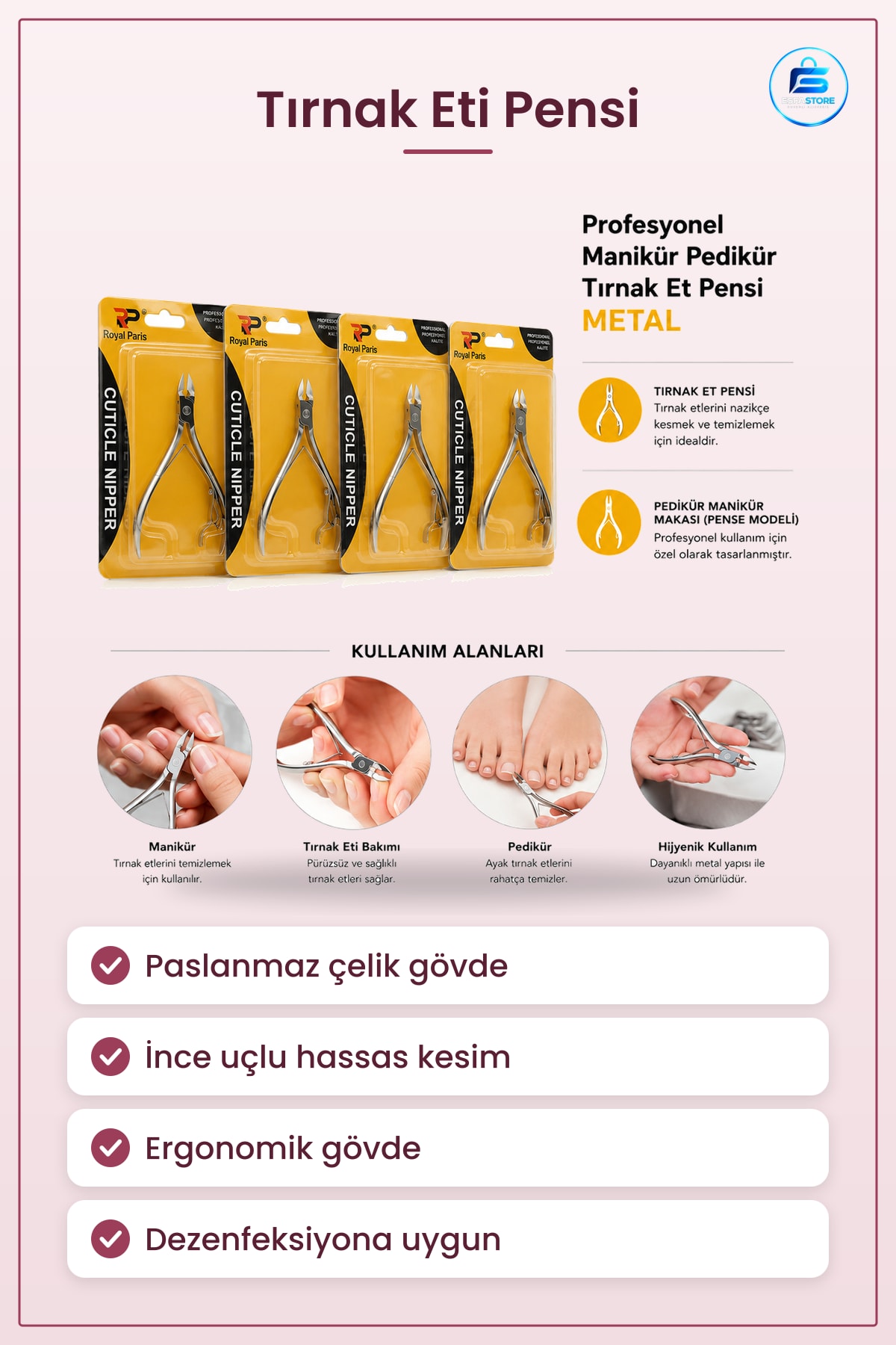Metal Tırnak Eti Pensi Paslanmaz Çelik Pedikür Manikür Makası Profesyonel El Ayak Bakım Hassas