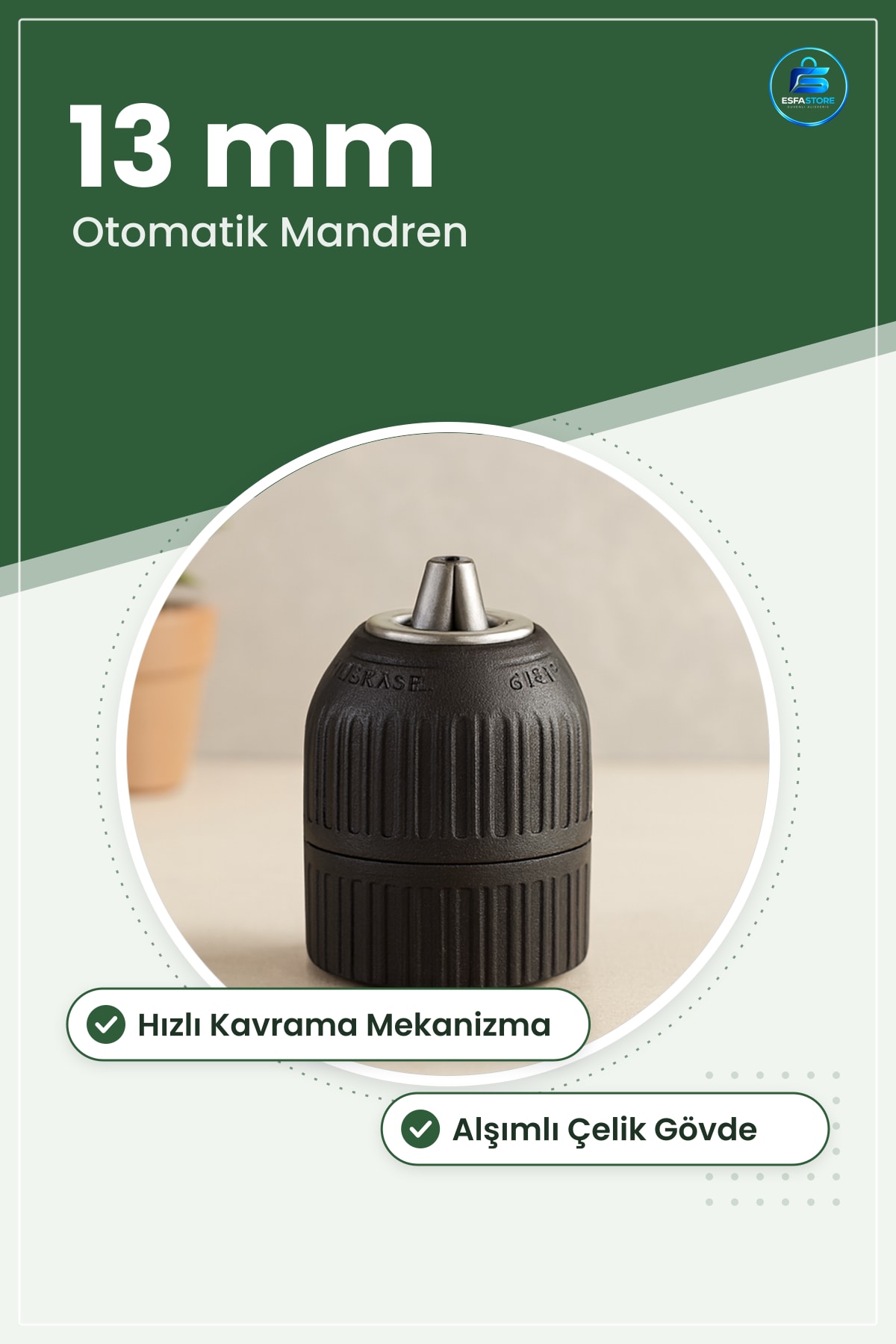 Otomatik Matkap Mandreni 13 mm 2.0 Aksesuar Alaşımlı Çelik Hızlı Kavrama Kablosuz ve Elektrikli
