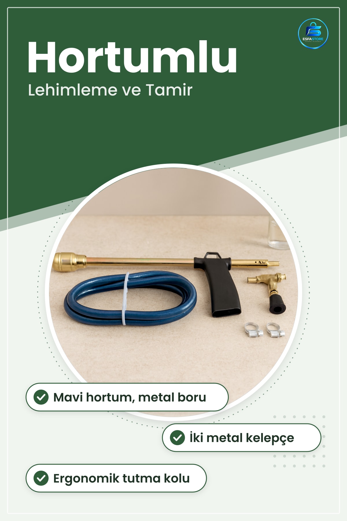 Pürmüz Seti Metal Boru Kelepçeli Hortum Bağlantılı Sıcak Hava Tabancası Lehimleme Tamir Aleti