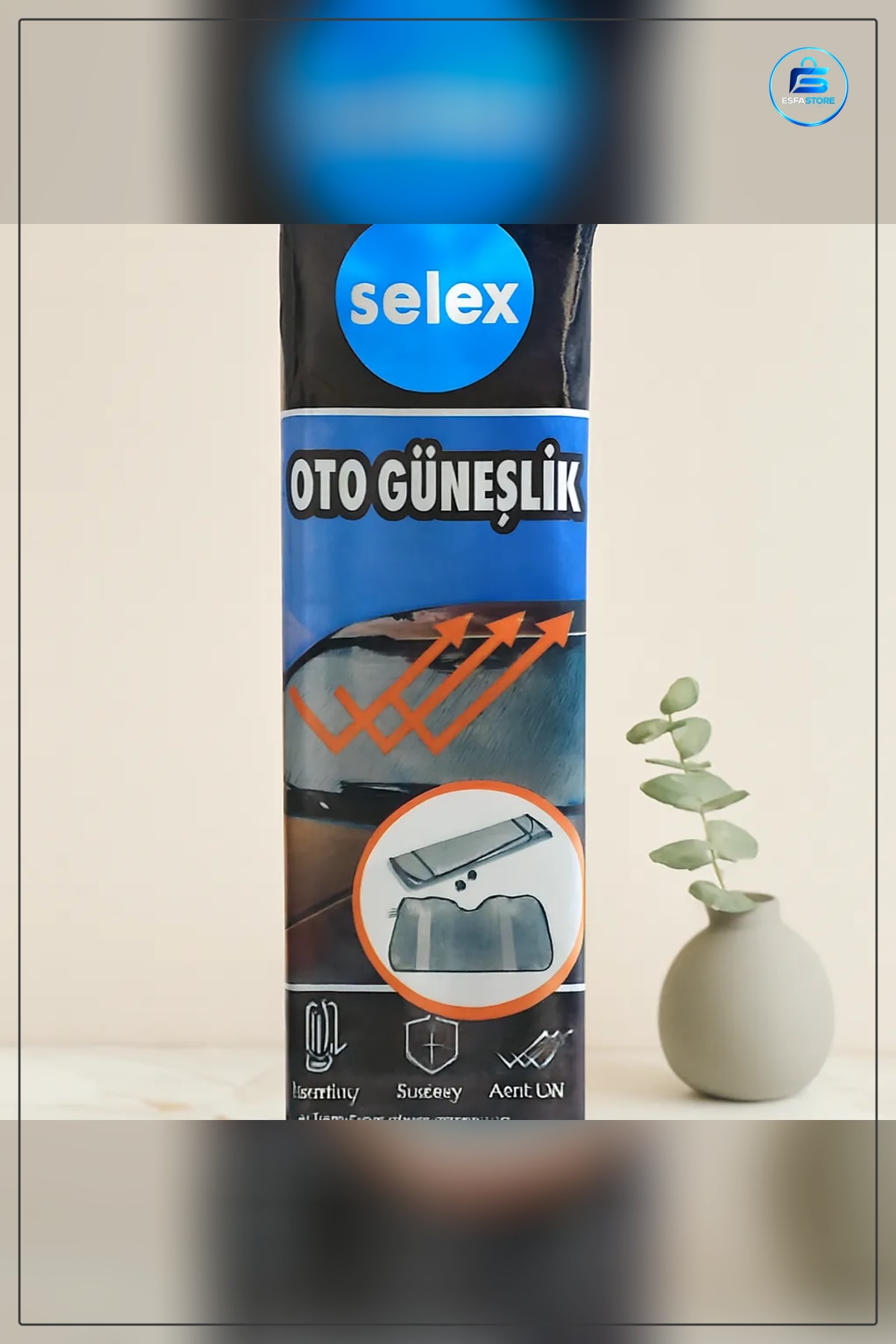 Vantuzlu Oto Güneşlik Perde 130x60 cm Balonlu Lüks Ön Cam Araç Güneşliği Katlanabilir Isı Azaltıcı