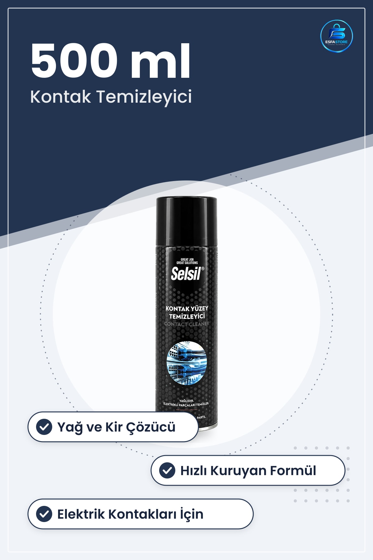 Kontak Yüzey Temizleyici Genel Bakım Spreyi 500 ml Elektrik Kontakları İçin Yağ ve Kir Çözücü
