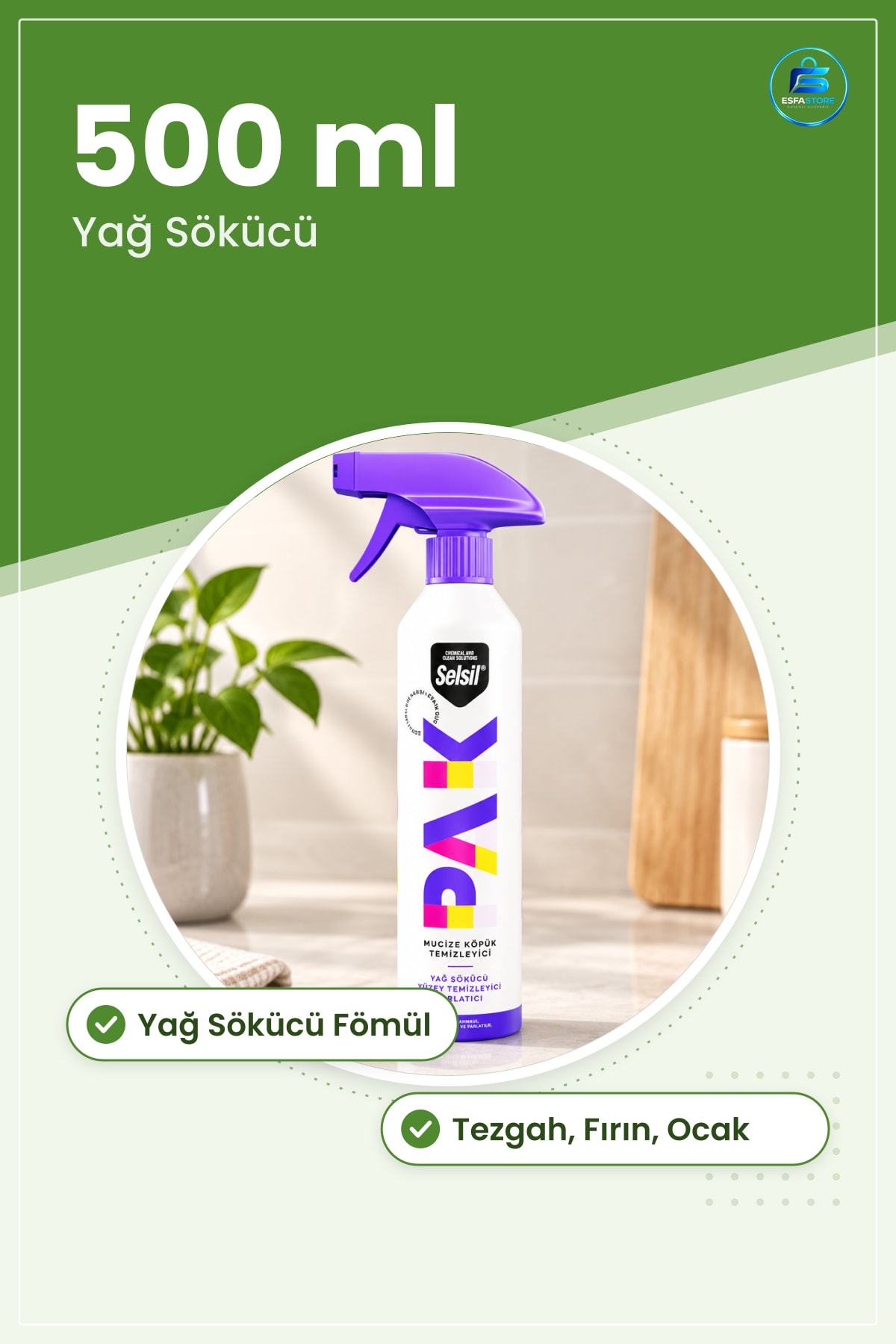 Köpük Yüzey Temizleyici Sprey 500ml Yağ Sökücü Çok Amaçlı Mutfak Tezgah Fırın Ocak Parlatıcı