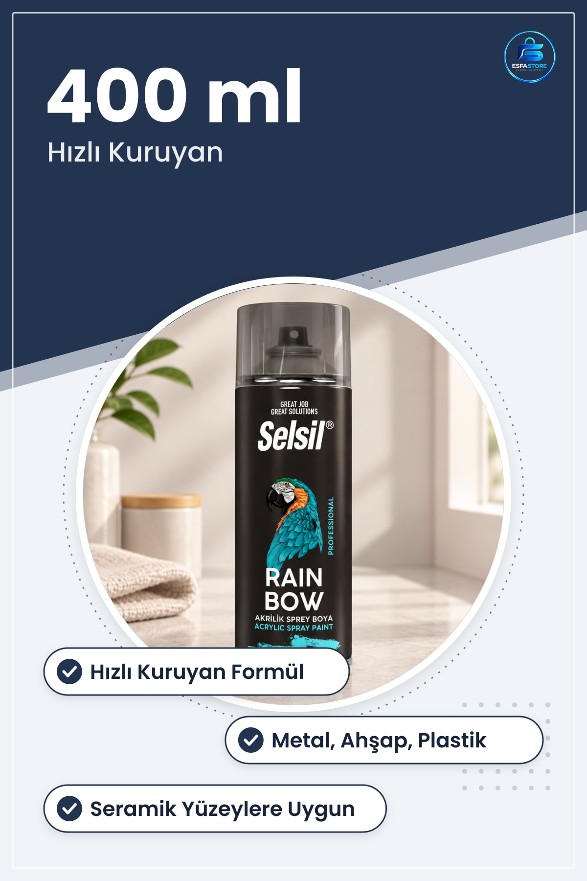 Beyaz Sprey Boya 400ml Metal Ahşap Plastik Seramik Yüzeyler İçin Hızlı Kuruyan Dekoratif Kaplama