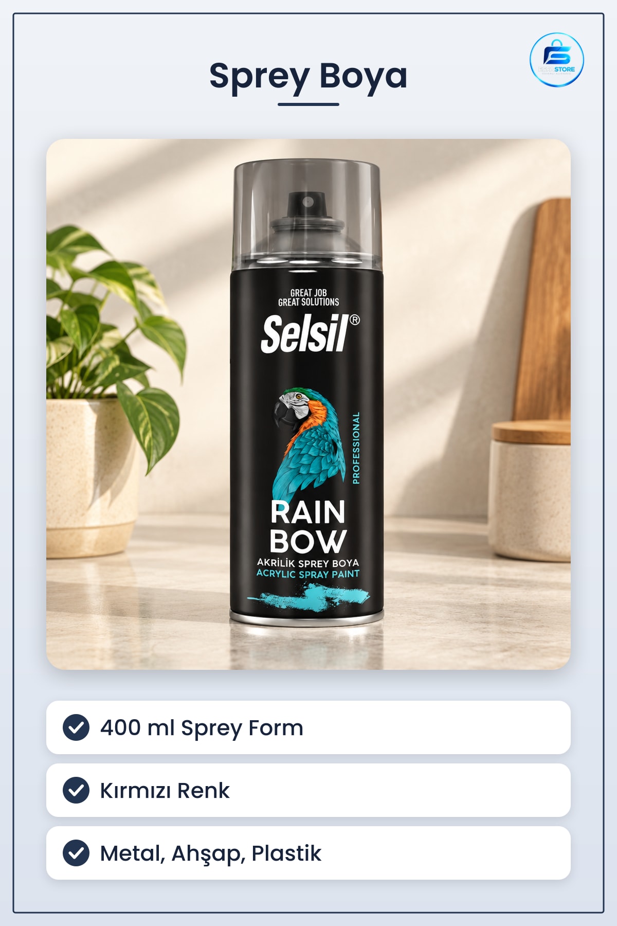 Kırmızı Sprey Boya 400 ml Hızlı Kuruyan Metal Ahşap Plastik Yüzey Boyası Yüksek Örtücülük
