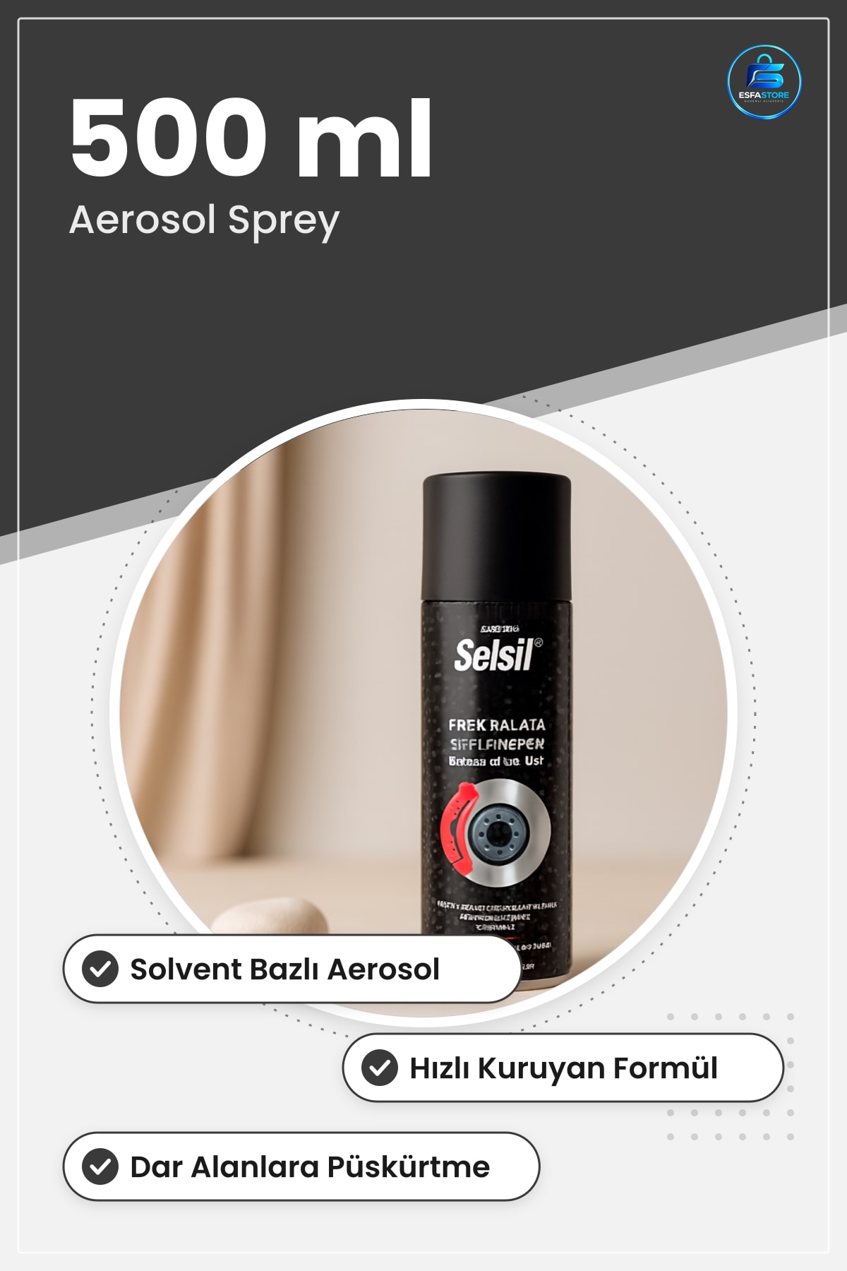 Fren Balata Temizleyici Sprey 500 ml Disk Kampana Metal Yüzey Yağ Kir Tozu Çözücü Oto