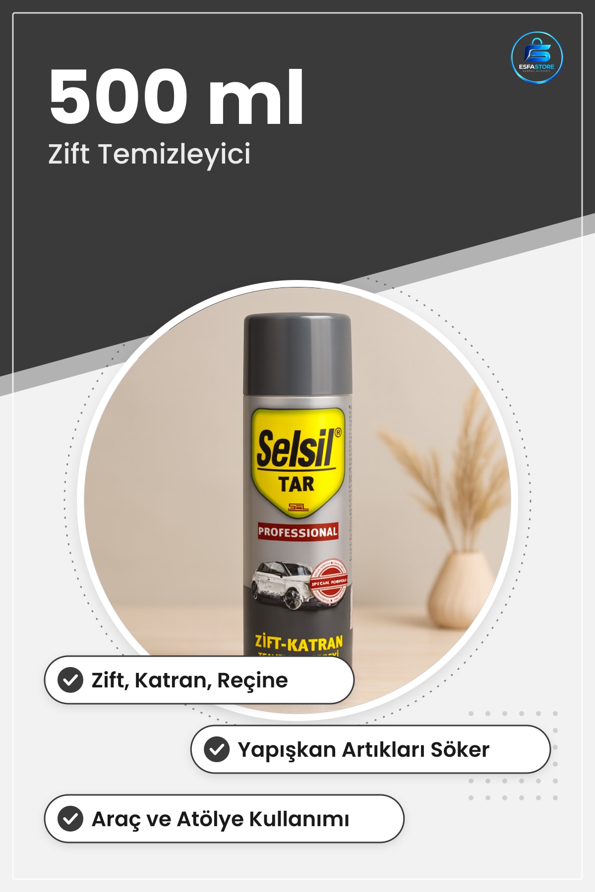 Zift ve Katran Temizleme Spreyi 500 ml Oto Motor Temizleyici Aerosol Araç Yüzey Yağ Sökücü