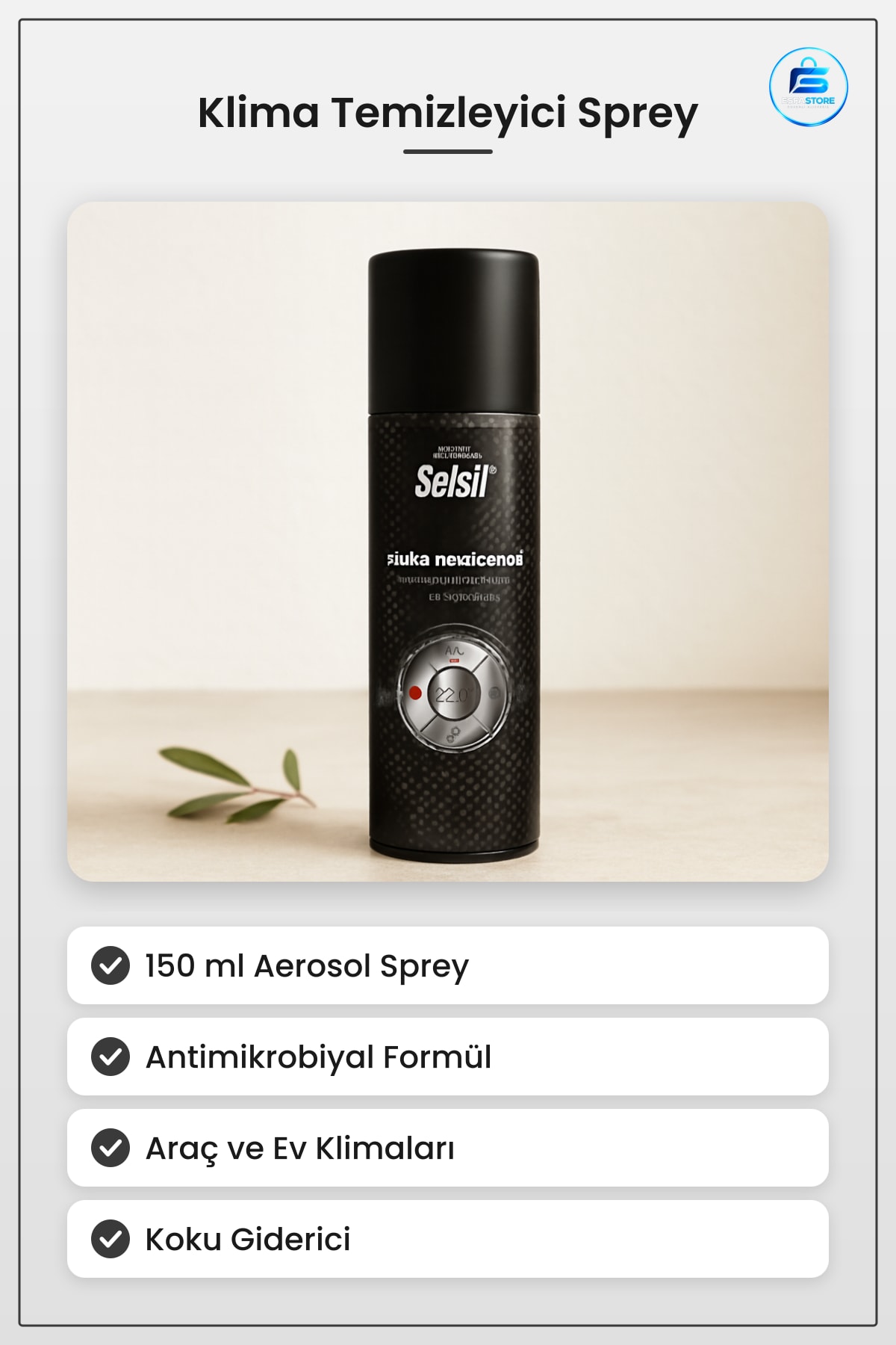 Klima Temizleyici Sprey 150 ml Antimikrobiyal Bakteri ve Koku Giderici Araç Ev Kullanımı