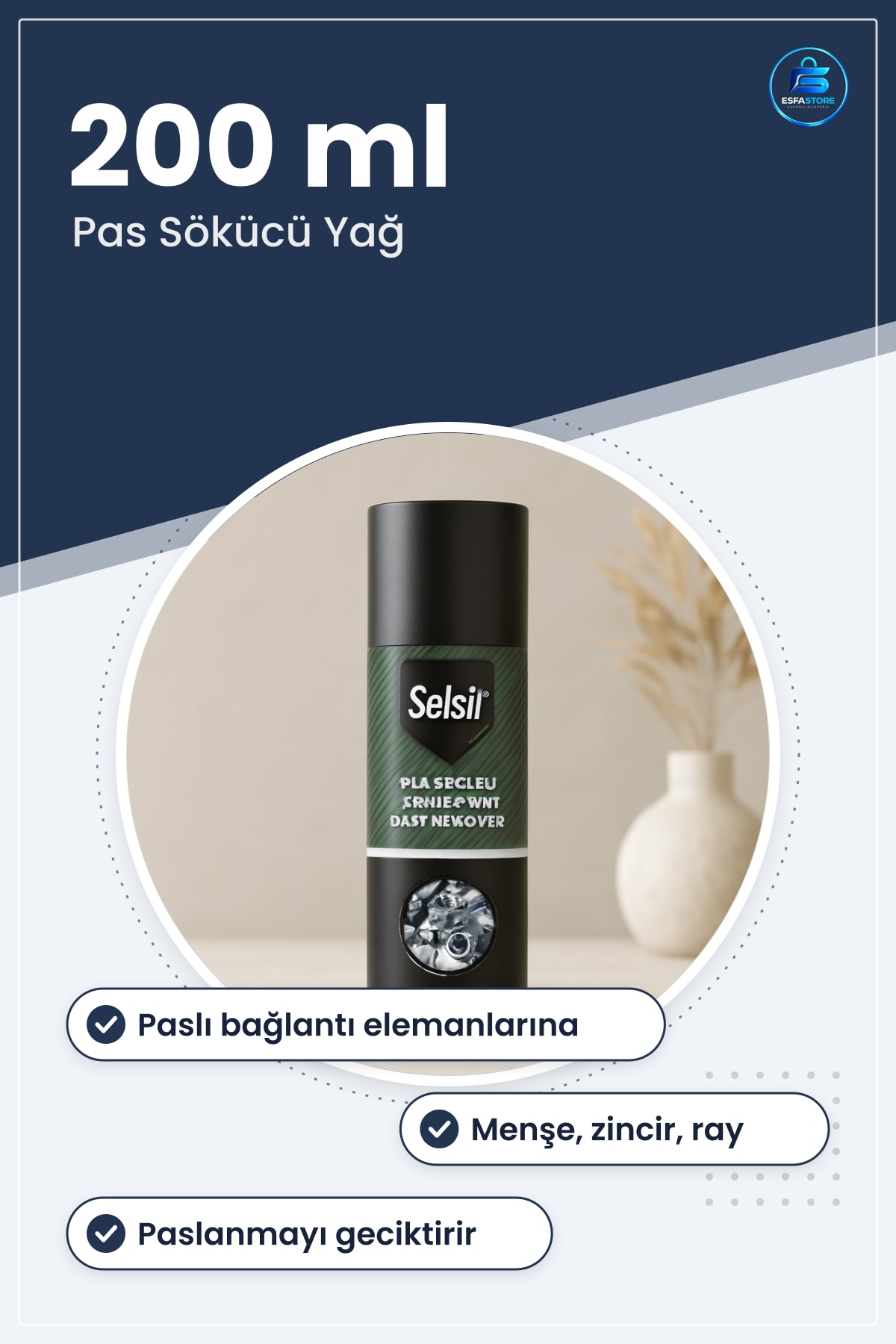 Pas Sökücü ve Yağlayıcı Genel Bakım Spreyi 200 ml Paslı Somun Civata Menteşe Zincir İçin
