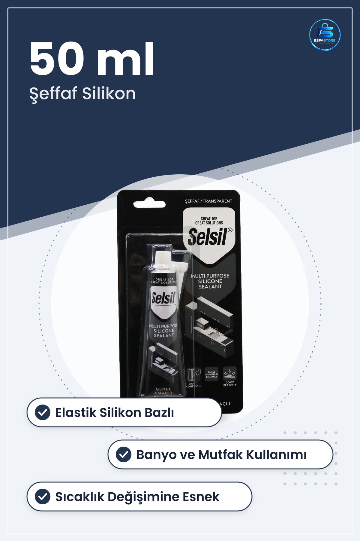 Şeffaf Genel Amaçlı Tüp Silikon 50ml Banyo Mutfak Pencere Sızdırmazlık Dolgu Macunu