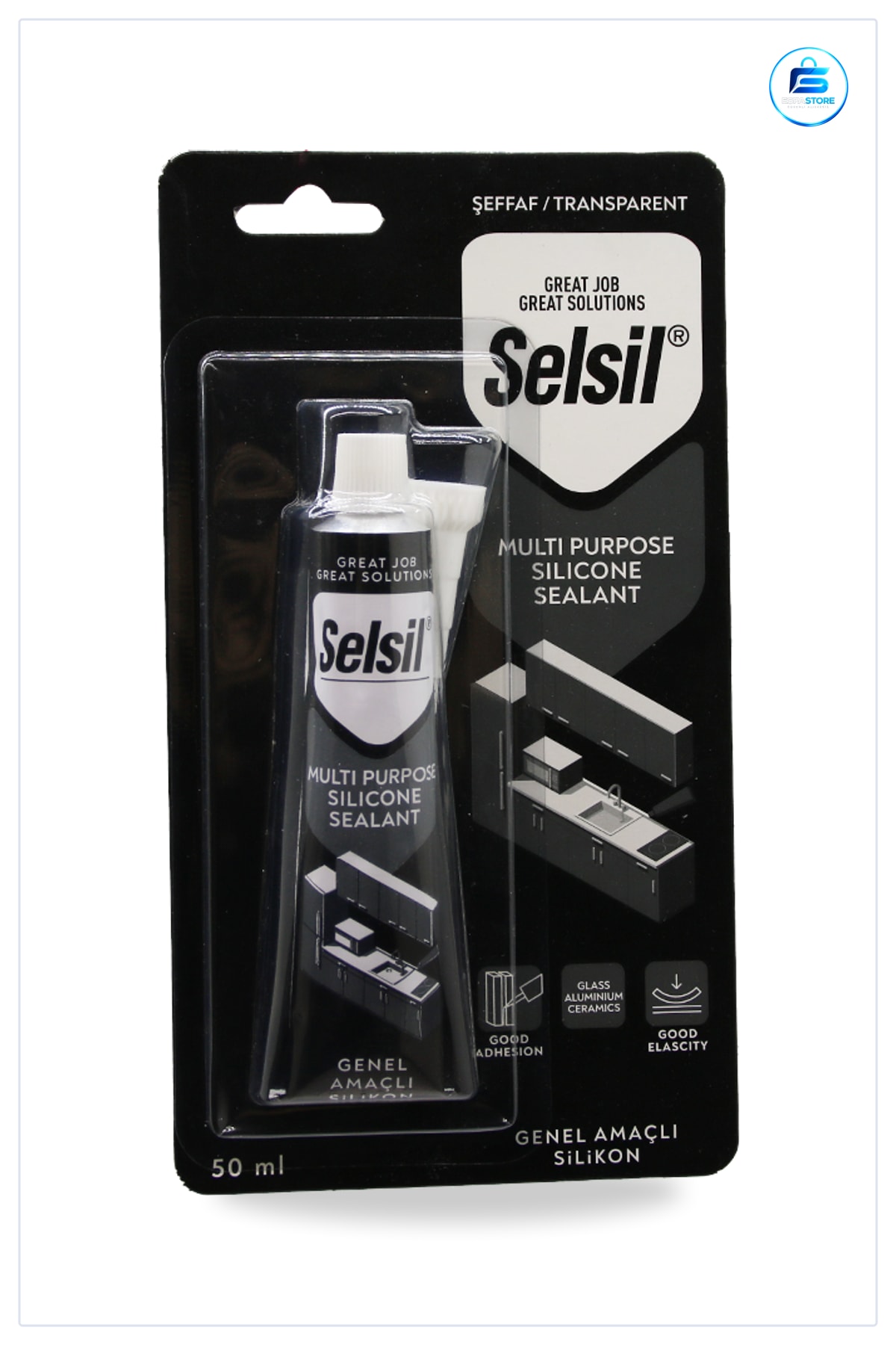 Şeffaf Genel Amaçlı Tüp Silikon 50ml Banyo Mutfak Pencere Sızdırmazlık Dolgu Macunu