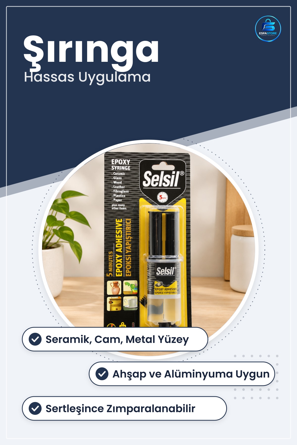 Epoksi Şırınga Yapıştırıcı Kalıcı Montaj İçin Seramik Cam Ahşap Metal Çatlak Tamiri