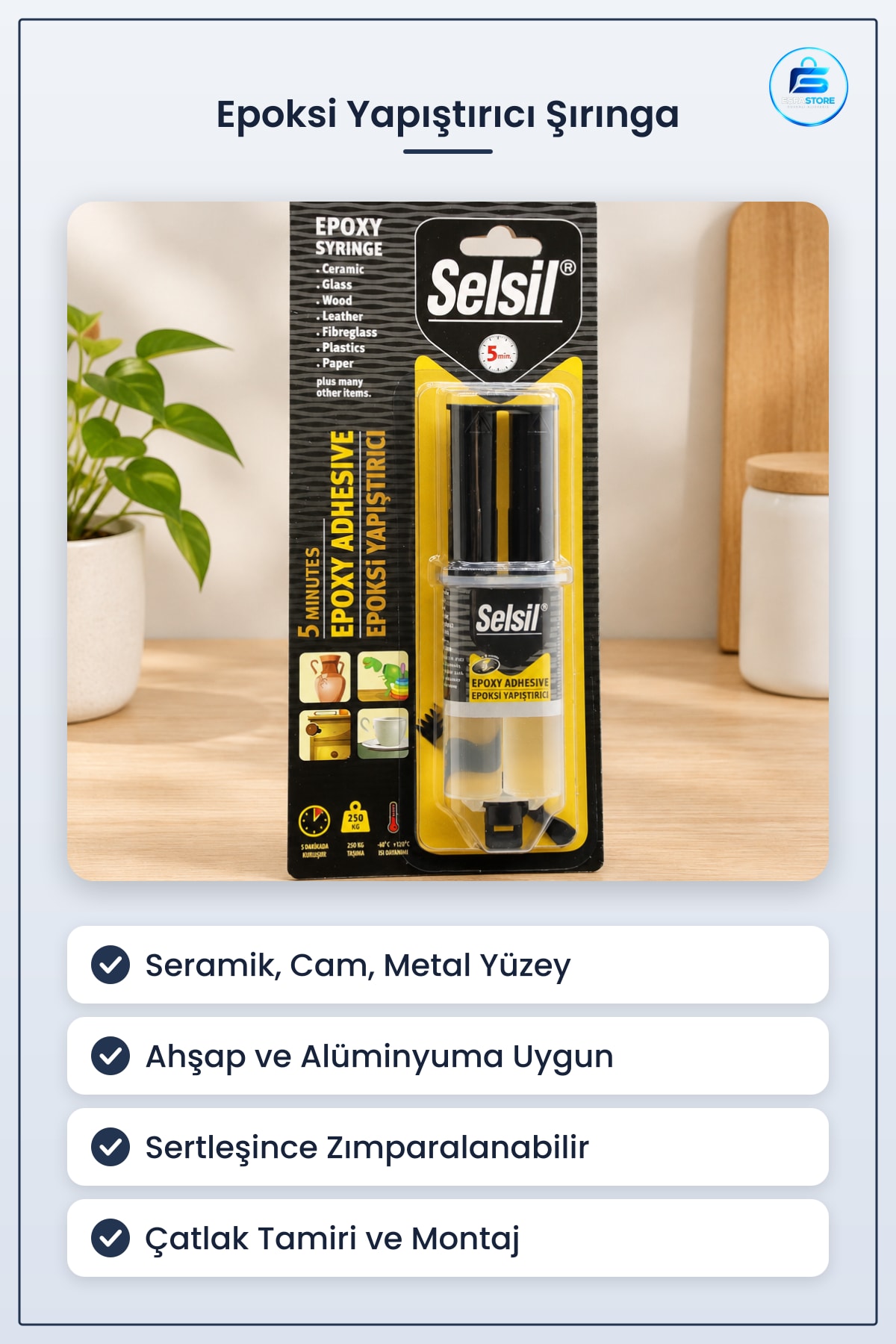 Epoksi Şırınga Yapıştırıcı Kalıcı Montaj İçin Seramik Cam Ahşap Metal Çatlak Tamiri