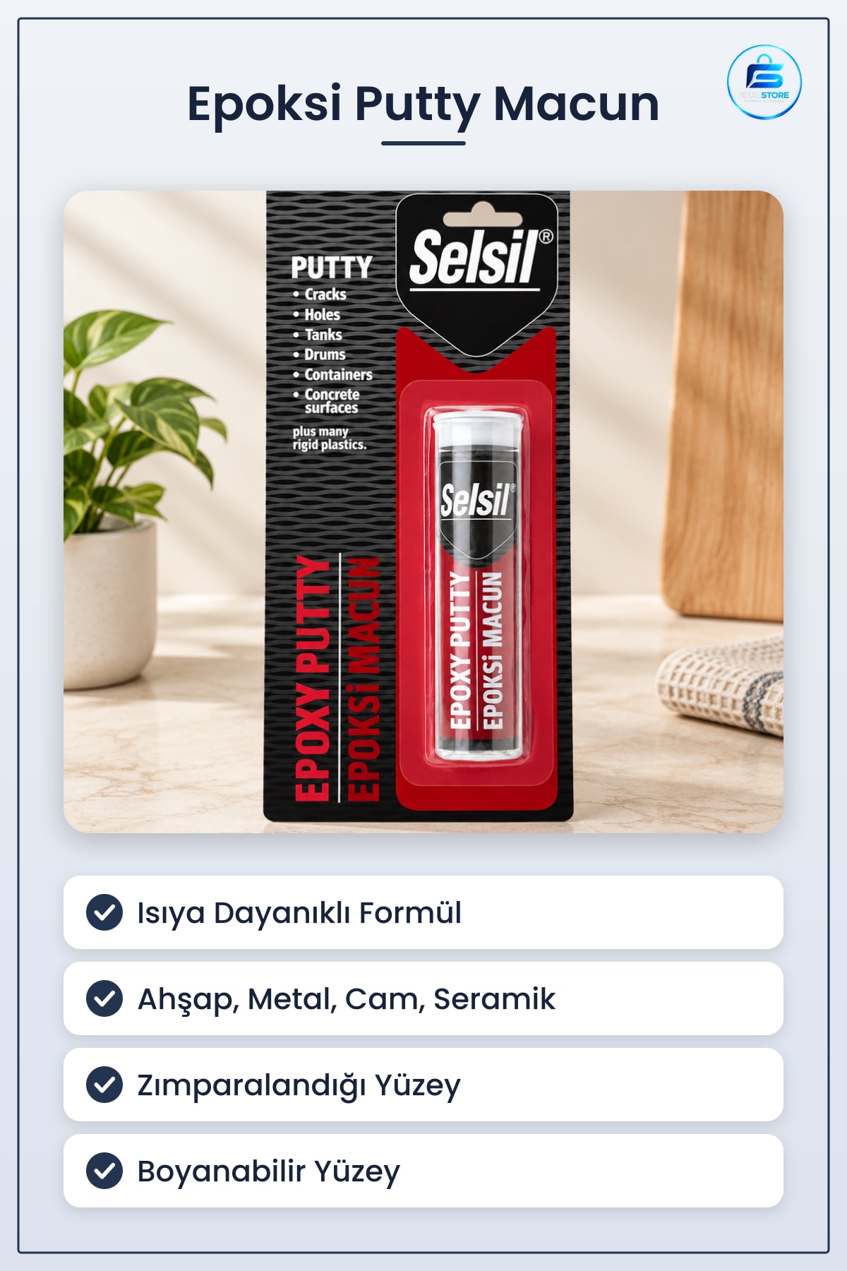 Isıya Dayanıklı Epoksi Putty Macun Yapıştırıcı Ahşap Metal Cam Seramik Kırık Onarım Dolgu Macunu