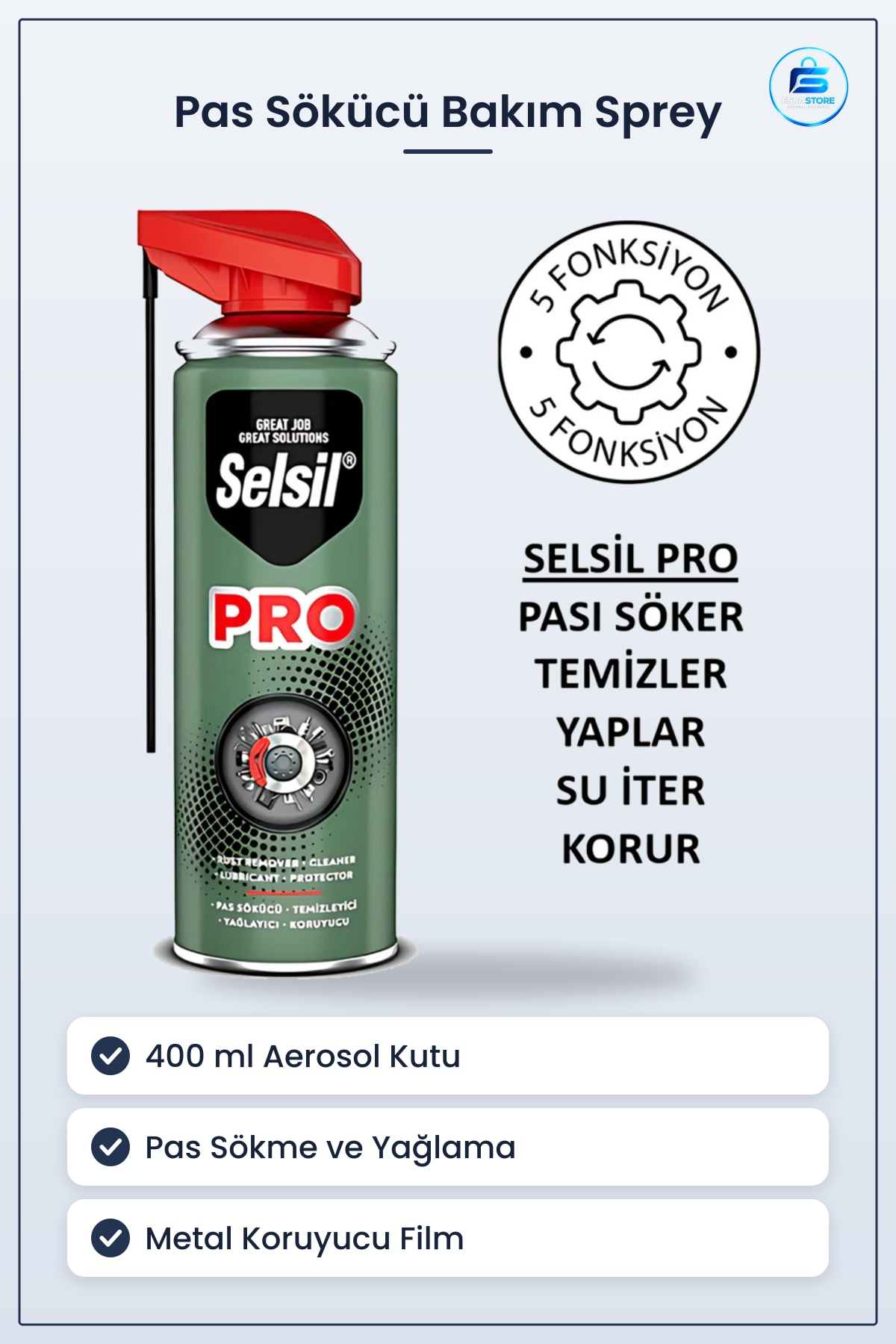 Pas Sökücü Bakım Sprey 400 ml Çok Amaçlı Temizleyici Yağlayıcı Koruyucu Hırdavat Atölye