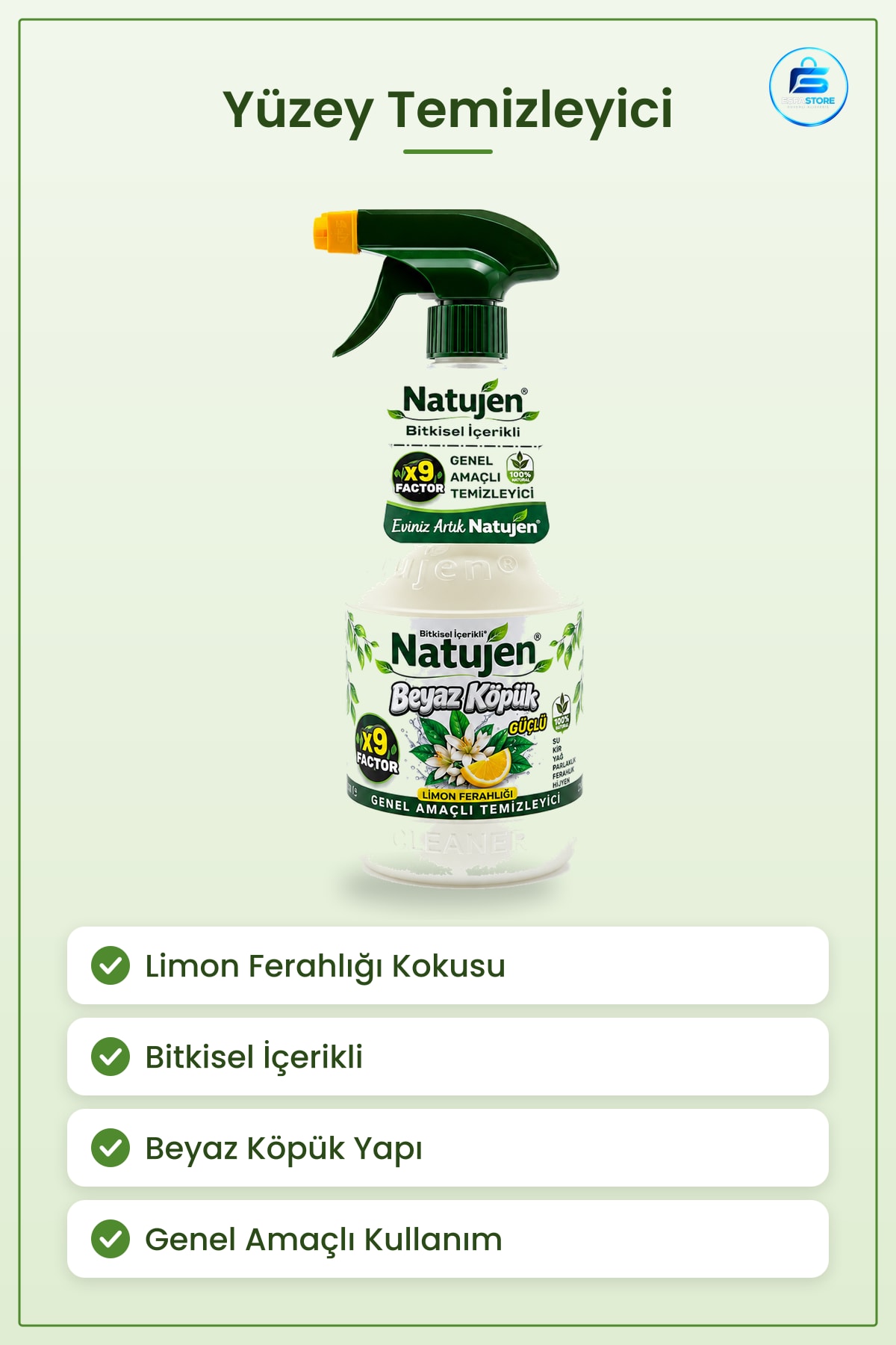 Yüzey Temizleyici Limon Ferahlığı Genel Amaçlı Beyaz Köpük Bitkisel İçerikli Sıvı