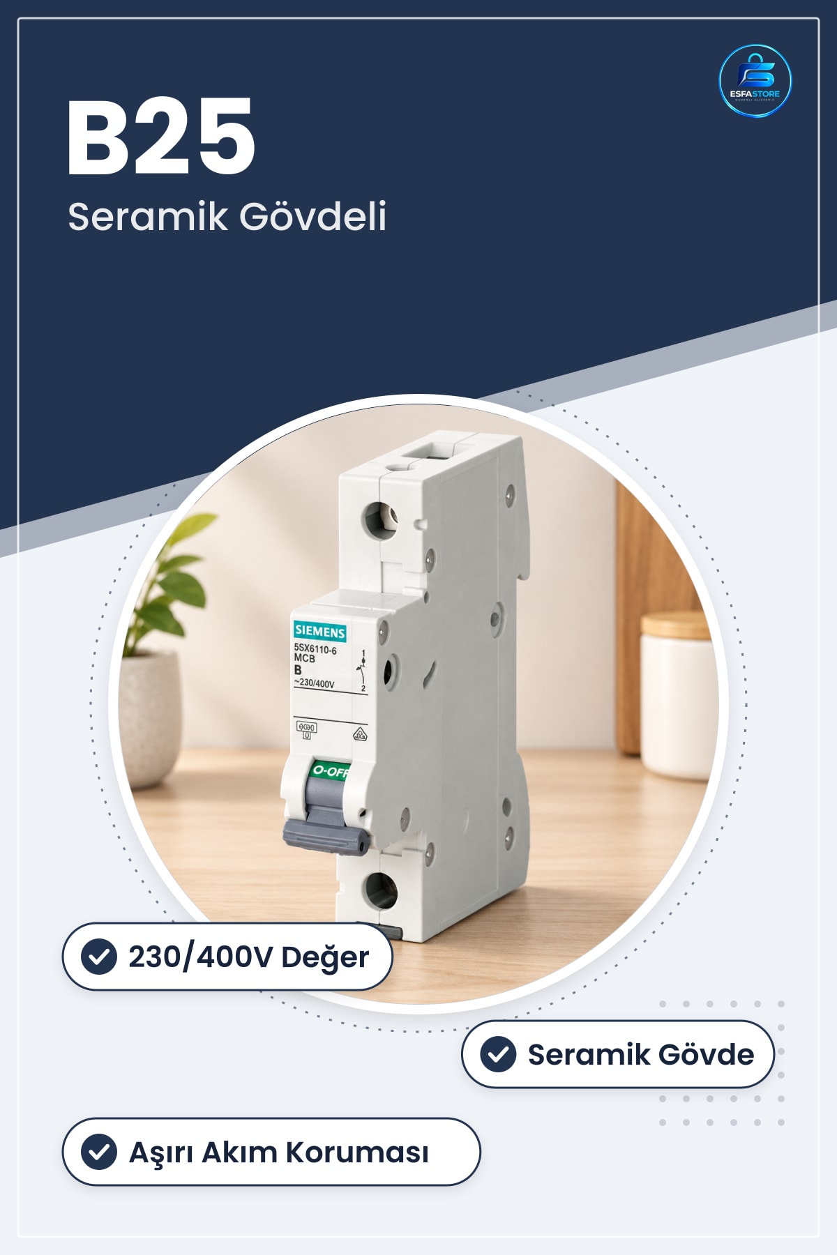 Sigorta B25 Seramik Gövdeli Otomatik Aşırı Akım Kısa Devre Koruma Elektrik Panosu Dayanıklı