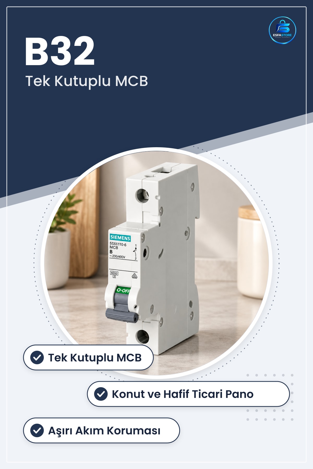 Otomatik Sigorta B32 Tek Kutuplu MCB Konut Pano Elektrik Tesisatı İçin Koruma Şalteri
