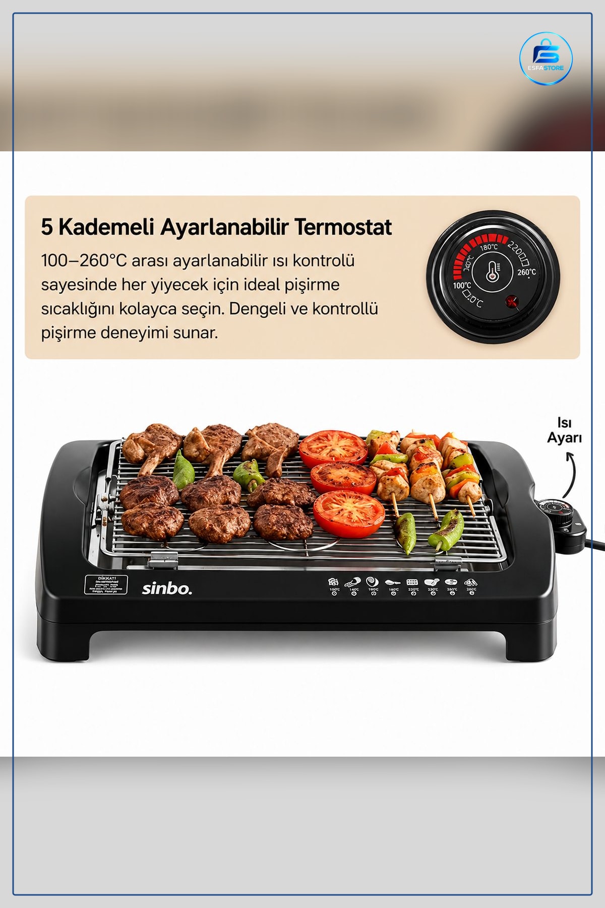 Elektrikli Izgara 2000W Dumansız Termostatlı Yapışmaz Kaplı Mutfak Kapalı Alan Pişirme Tost