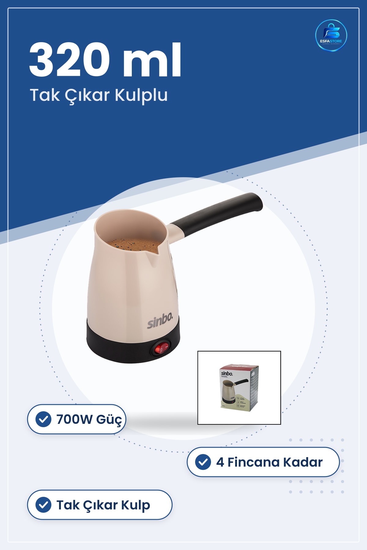 Elektrikli Cezve Türk Kahvesi Makinesi 700W 320ml 4 Fincan Tak Çıkar Kulplu Kahve Hazırlama