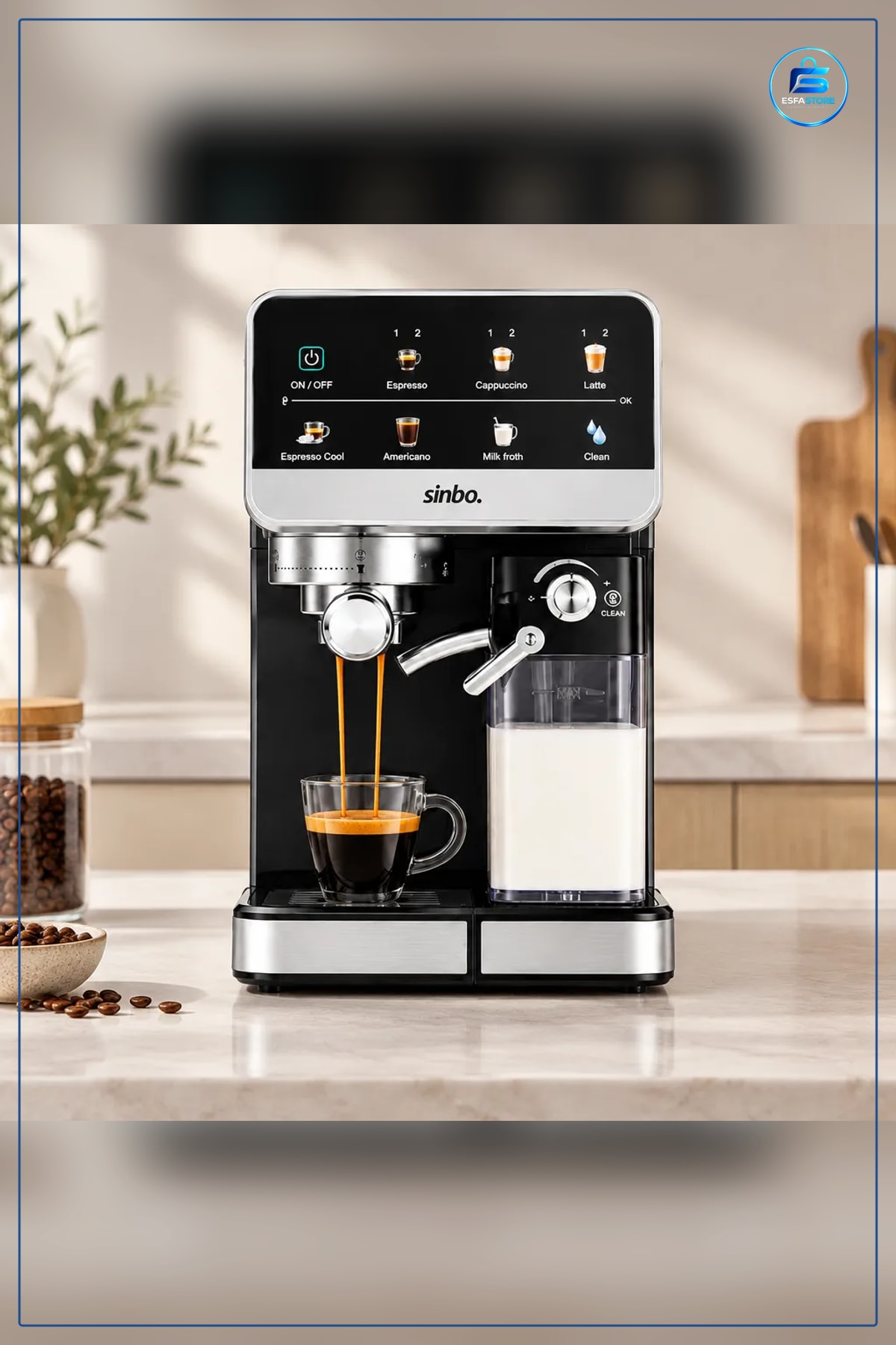 Espresso Cappuccino Makinesi 6 Programlı 1.5L Su 500ml Süt Haznesi Latte Otomatik Köpürtmeli
