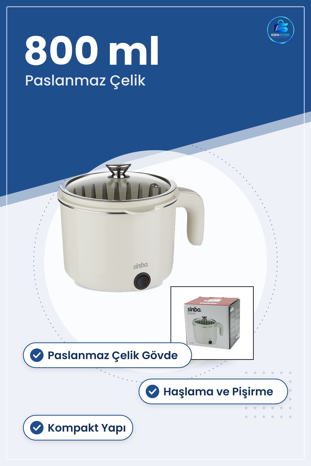 Çok Amaçlı Elektrikli Pişirici 800 ml Paslanmaz Çelik Tencere Mutfak Haşlama Pişirme Isıtma