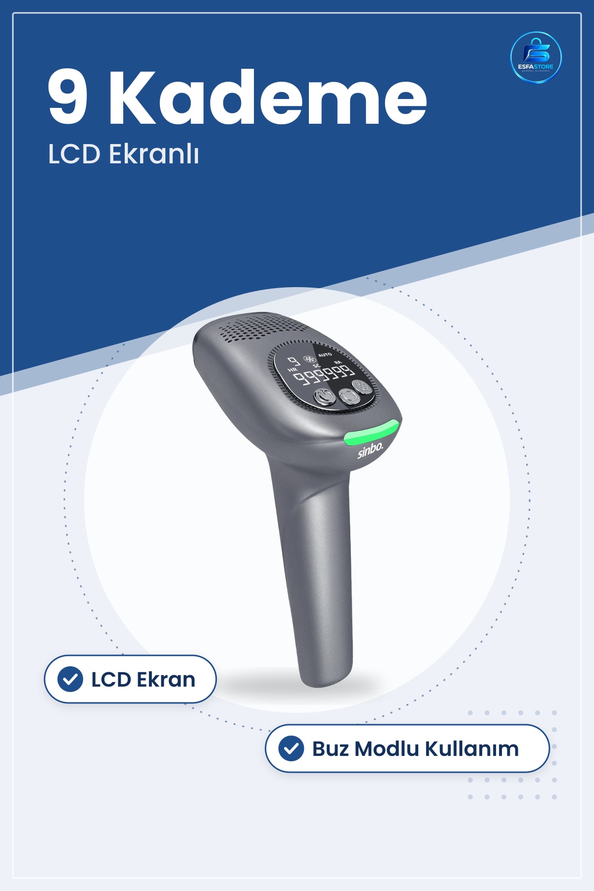 IPL Lazer Epilasyon Aleti 9 Kademe LCD Buz Modlu Tüm Vücut Epilatör Ev Kullanımı