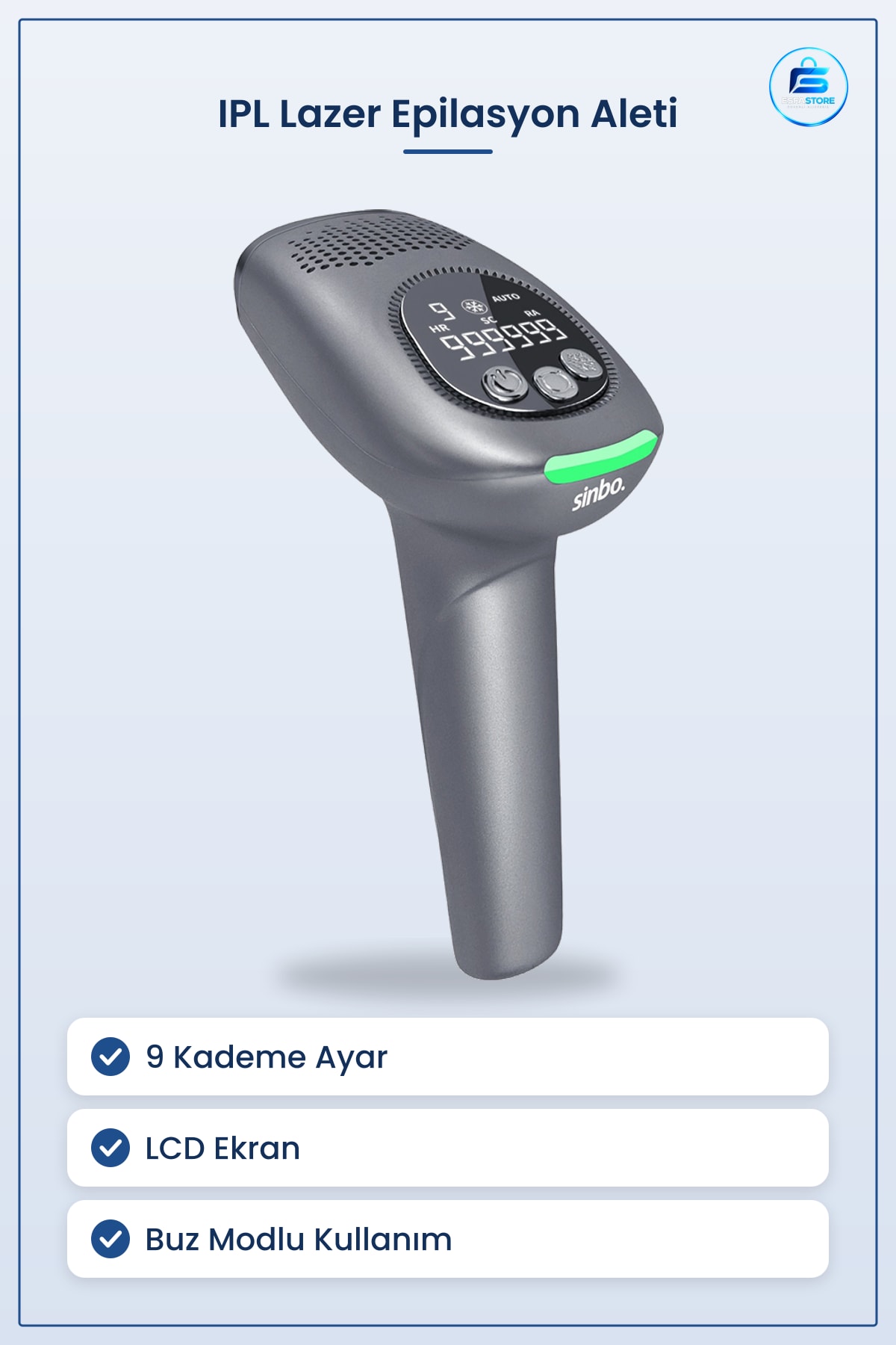 IPL Lazer Epilasyon Aleti 9 Kademe LCD Buz Modlu Tüm Vücut Epilatör Ev Kullanımı
