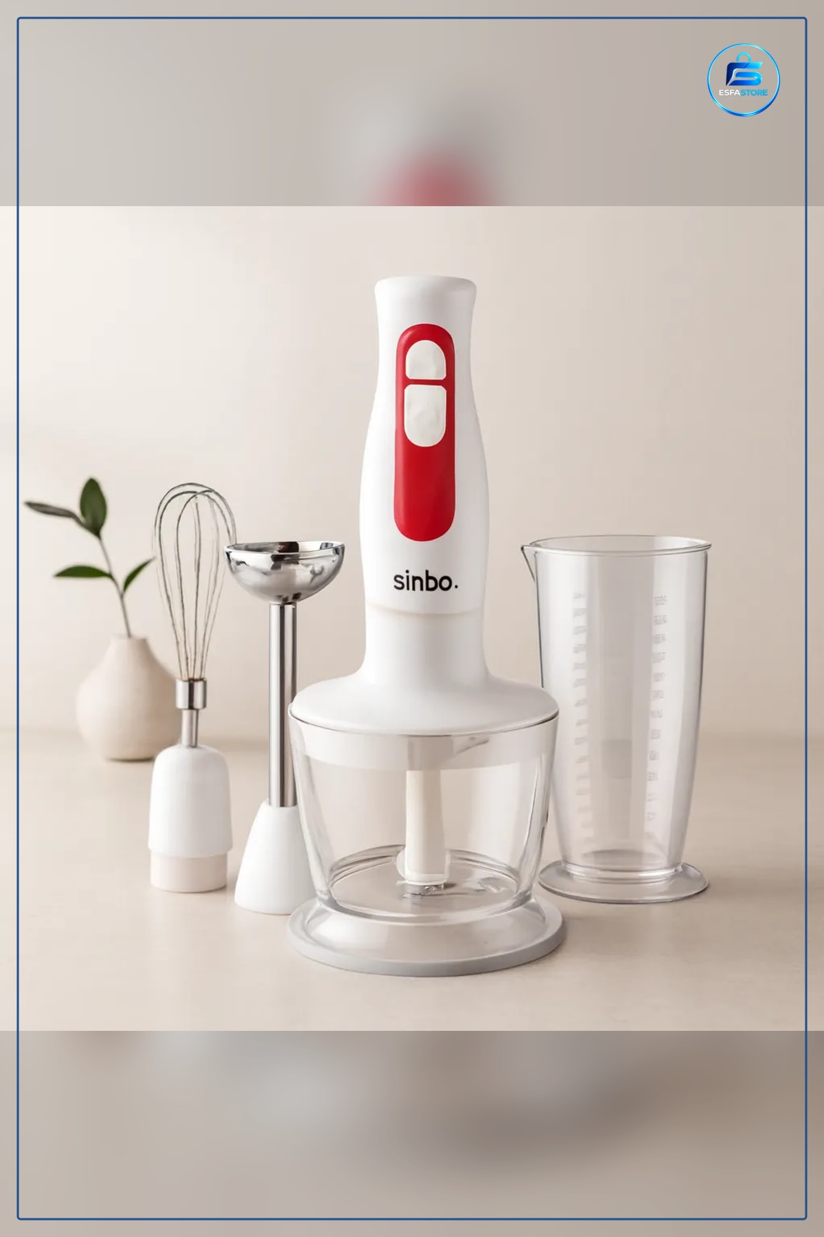 El Blender Seti Paslanmaz Bıçak 2 Kademe 600ml Hazne 700ml Ölçü Kabı Doğrayıcı Mikser Çorba Mutfak