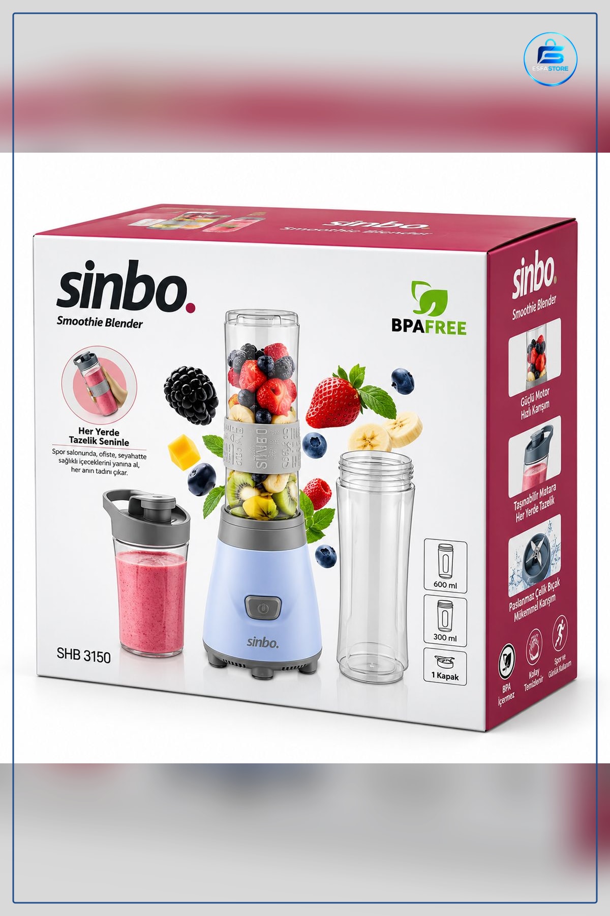 Kişisel Blender 300W Smoothie Makinesi Kompakt Şişeli Mutfak Meyve Sebze Karıştırıcı