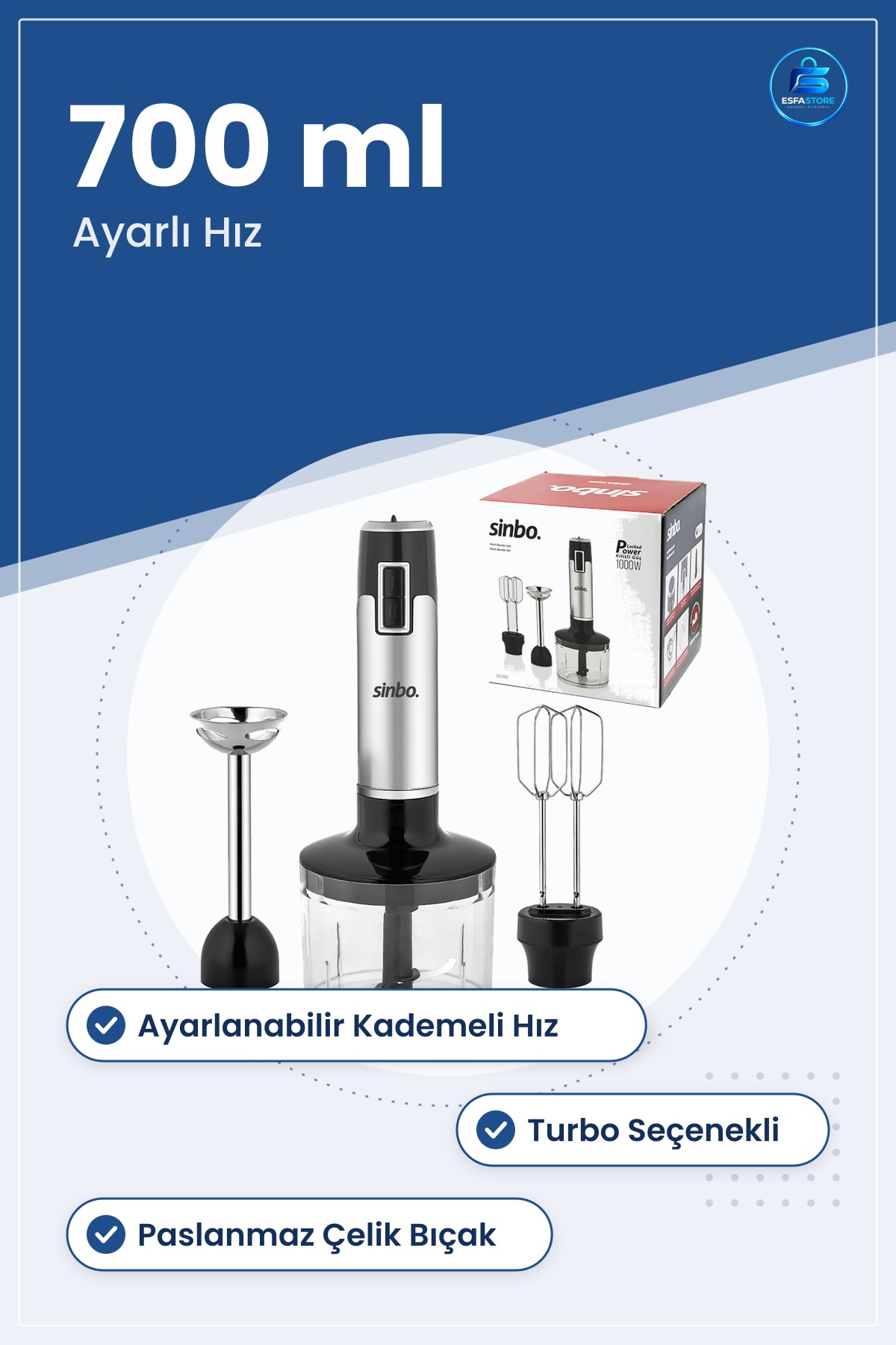 El Blender Seti 700 ml Ayarlanabilir Hƒ±z Turbo Paslanmaz √áelik Bƒ±√ßak √áorba Smoothie Pure