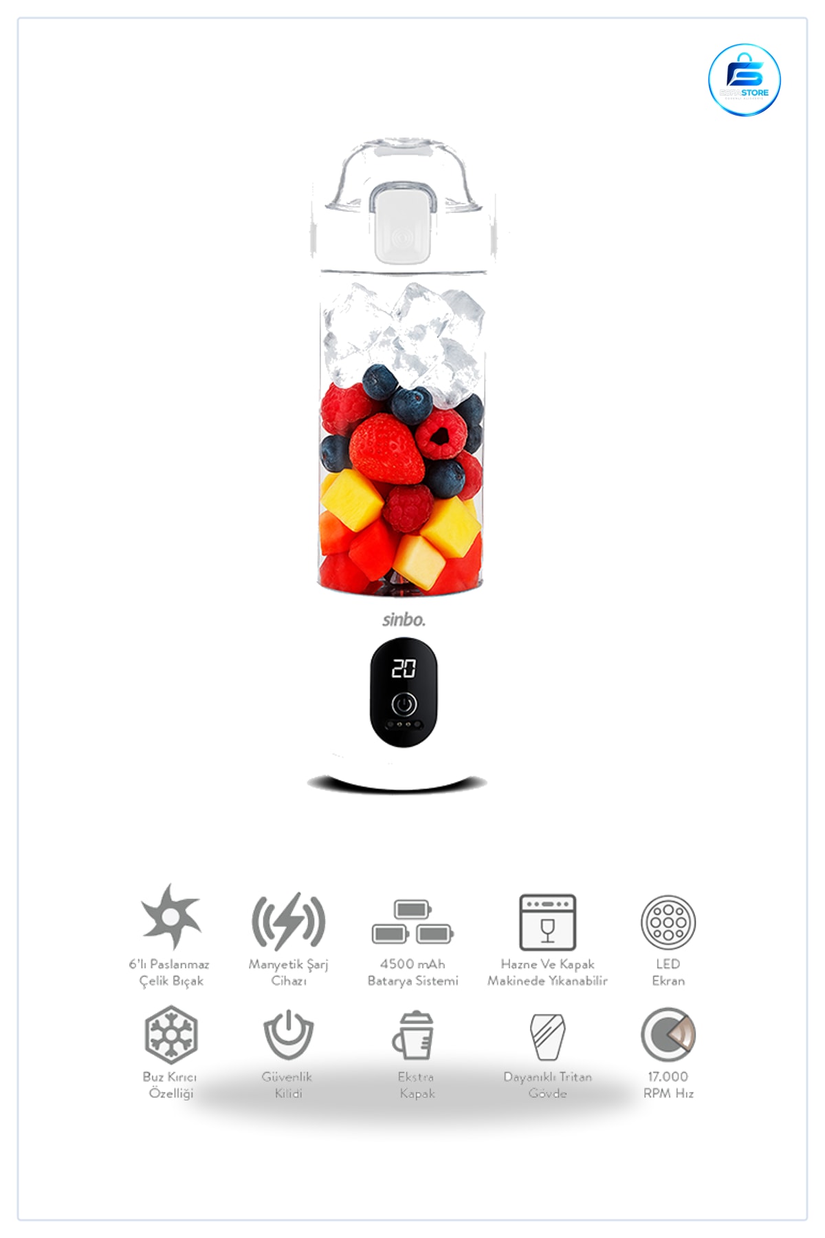 Kişisel Blender Şarjlı Taşınabilir Smoothie 700 ml 150W 4500mAh Çelik Bıçaklı Mutfak Karıştırıcı