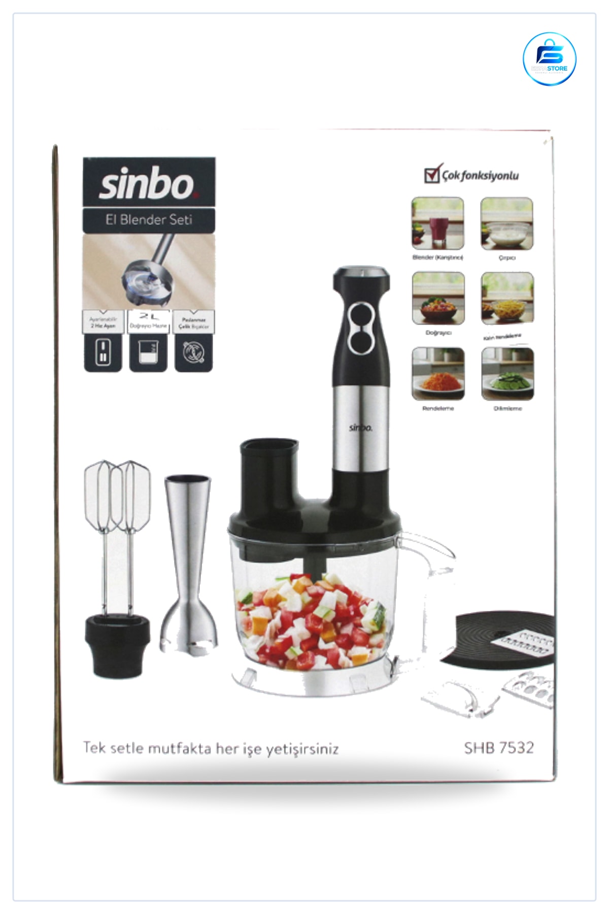 Blender Seti 2 L Hazneli Multi Mutfak Doğrayıcı Çırpıcı Püre Smoothie Çorba Paslanmaz Bıçak