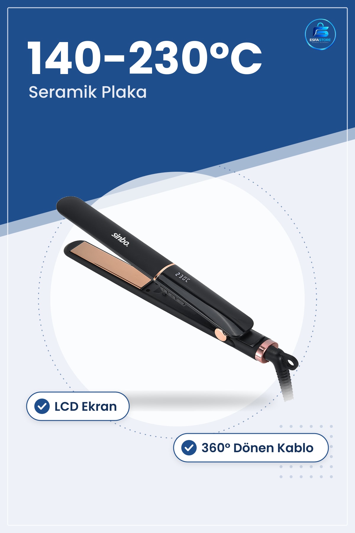 Saç Düzğleştirici Seramik Kaplı LCD Ekran ila °C ° Dönen Kablo 1.8 m Ev Kullanım