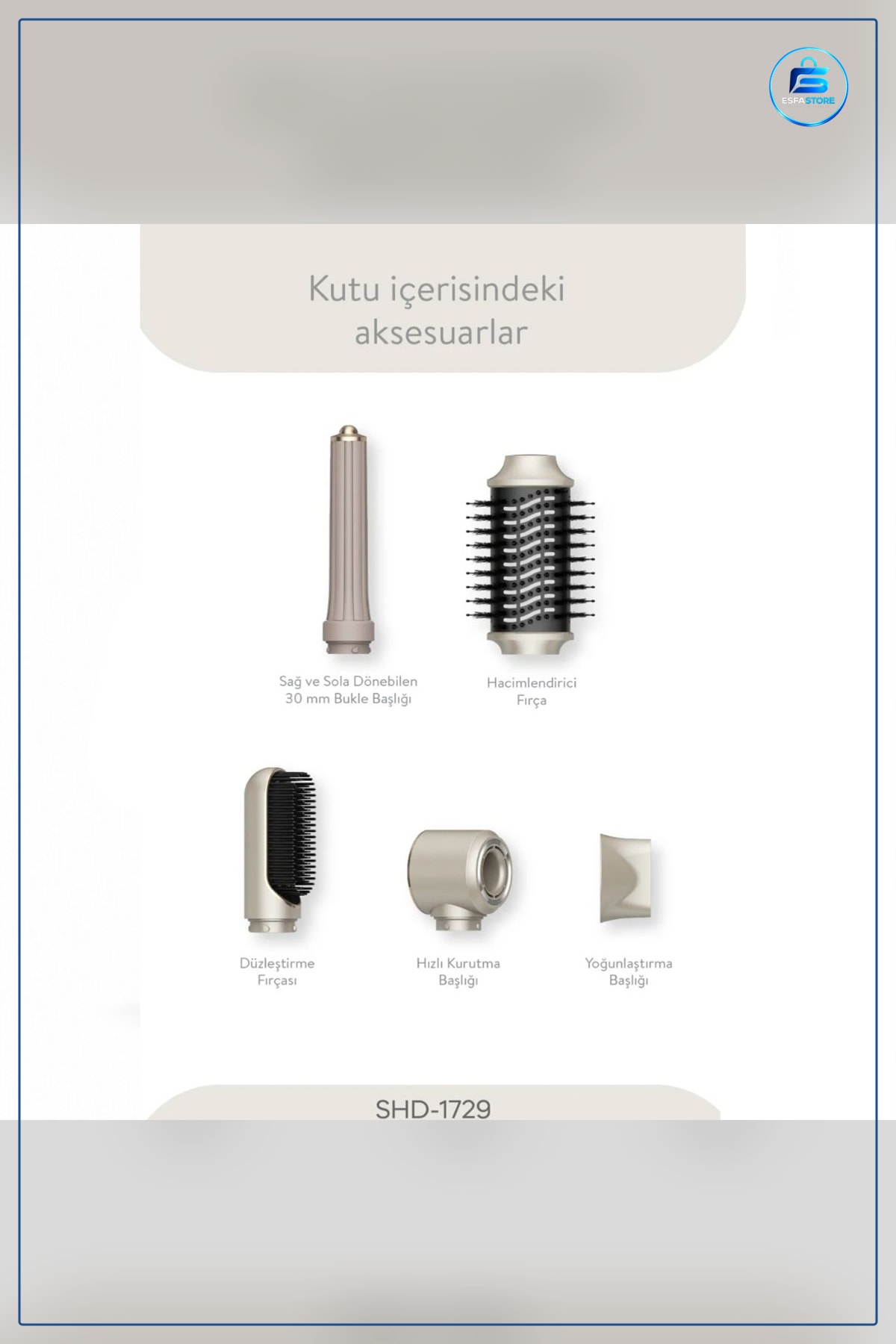 Saç Kurutma Makinesi 5in1 Air Brush 1300W Şekillendirici Seramik Hacim Bukle Düzleştirme Fırçası