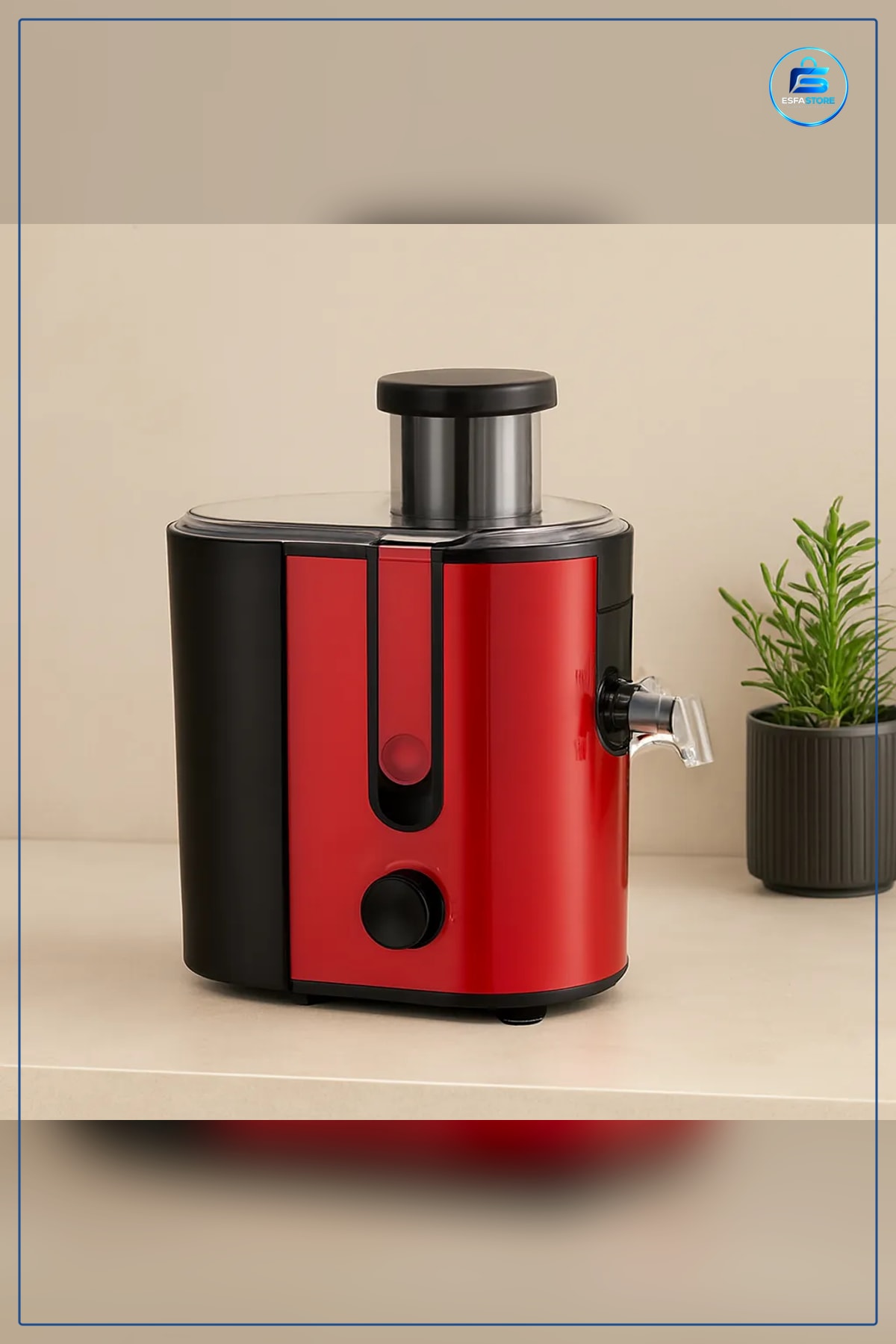 Katı Meyve Sıkacağı 600W 65mm Geniş Ağız Çelik Filtre Kırmızı Mutfak Sebze Suyu Makinesi
