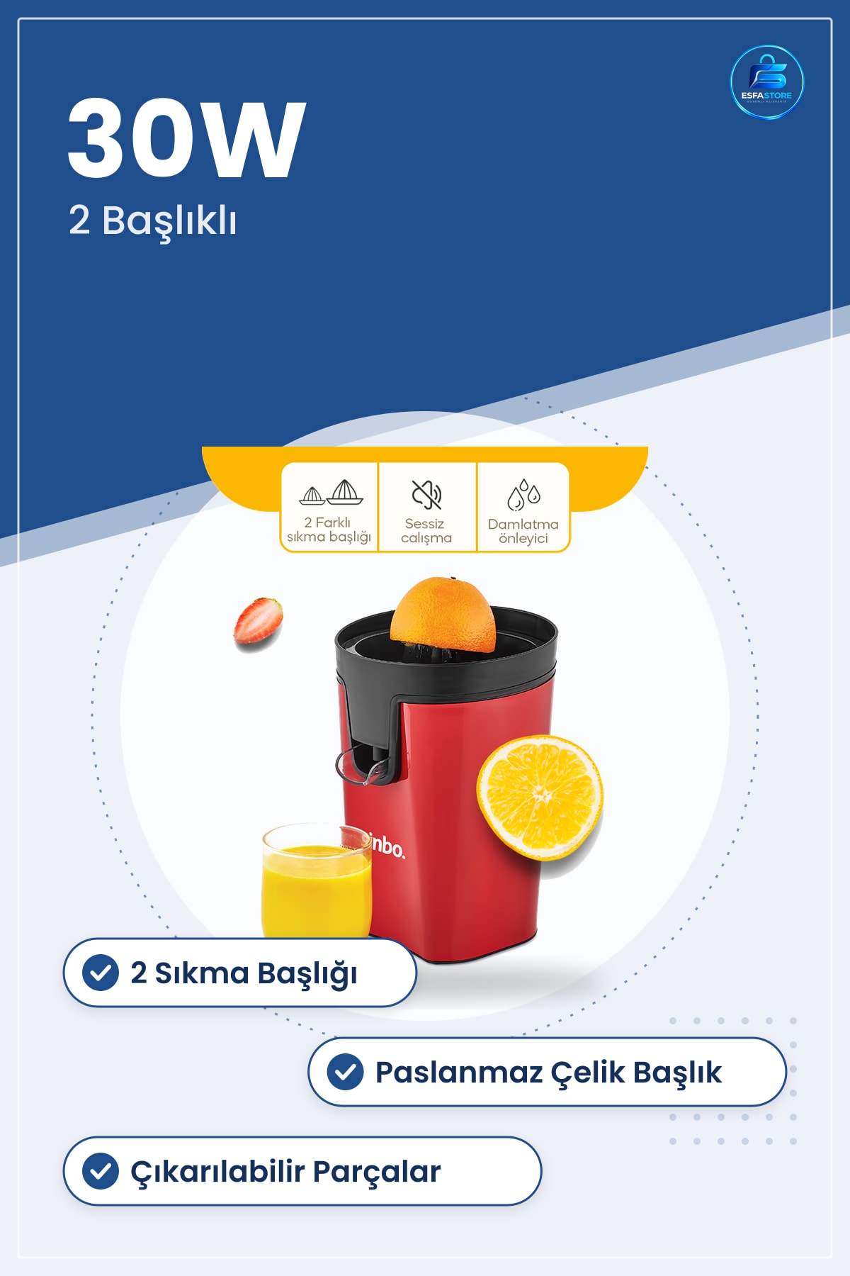 Elektrikli Meyve Sıkacağı 2 Başlıklı 30W Mutfak Narenciye Presi Portakal Limon Greyfurt Suyu