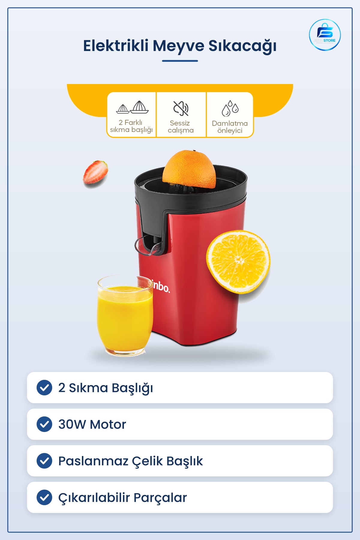 Elektrikli Meyve Sıkacağı 2 Başlıklı 30W Mutfak Narenciye Presi Portakal Limon Greyfurt Suyu
